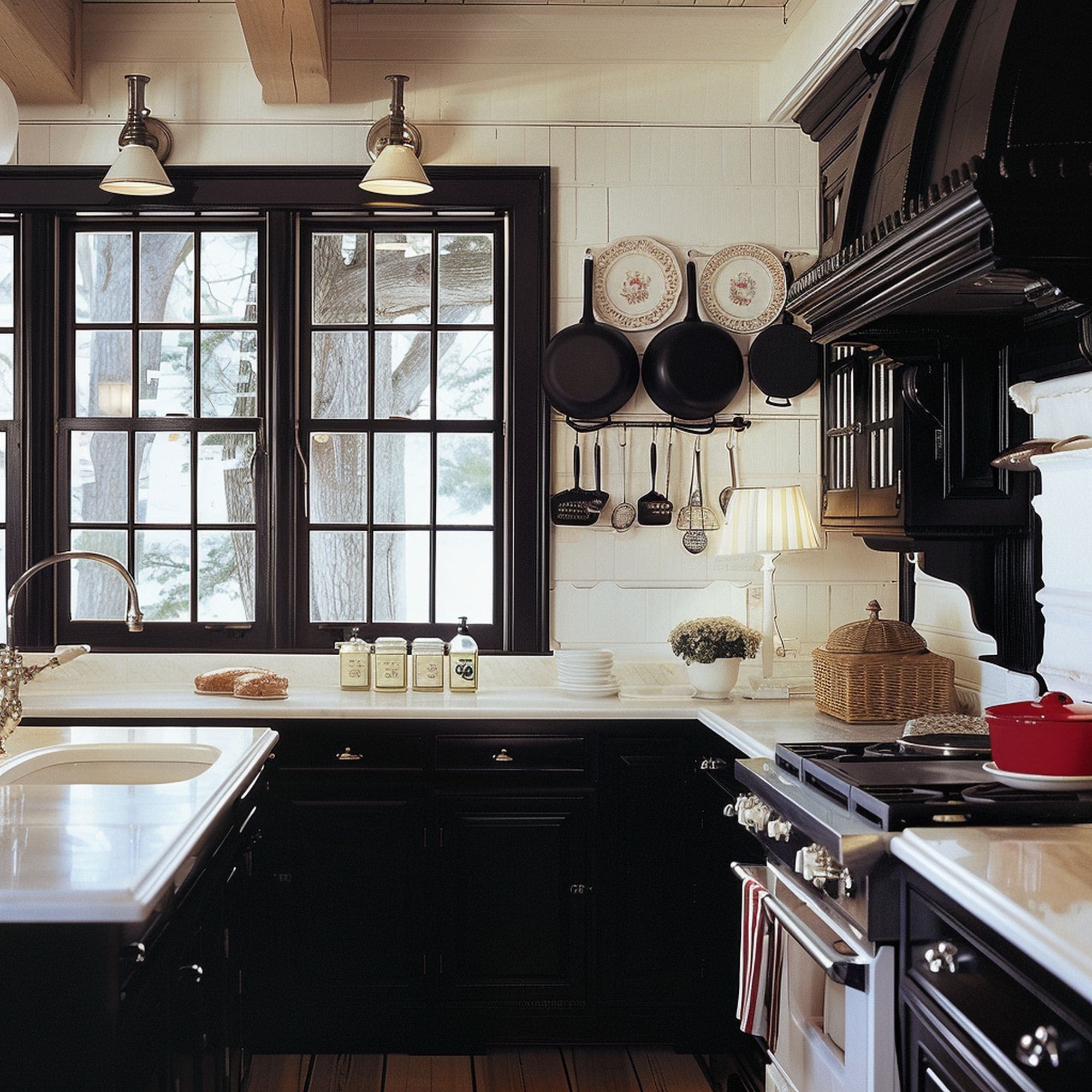 Cottage Style Black Kitchen