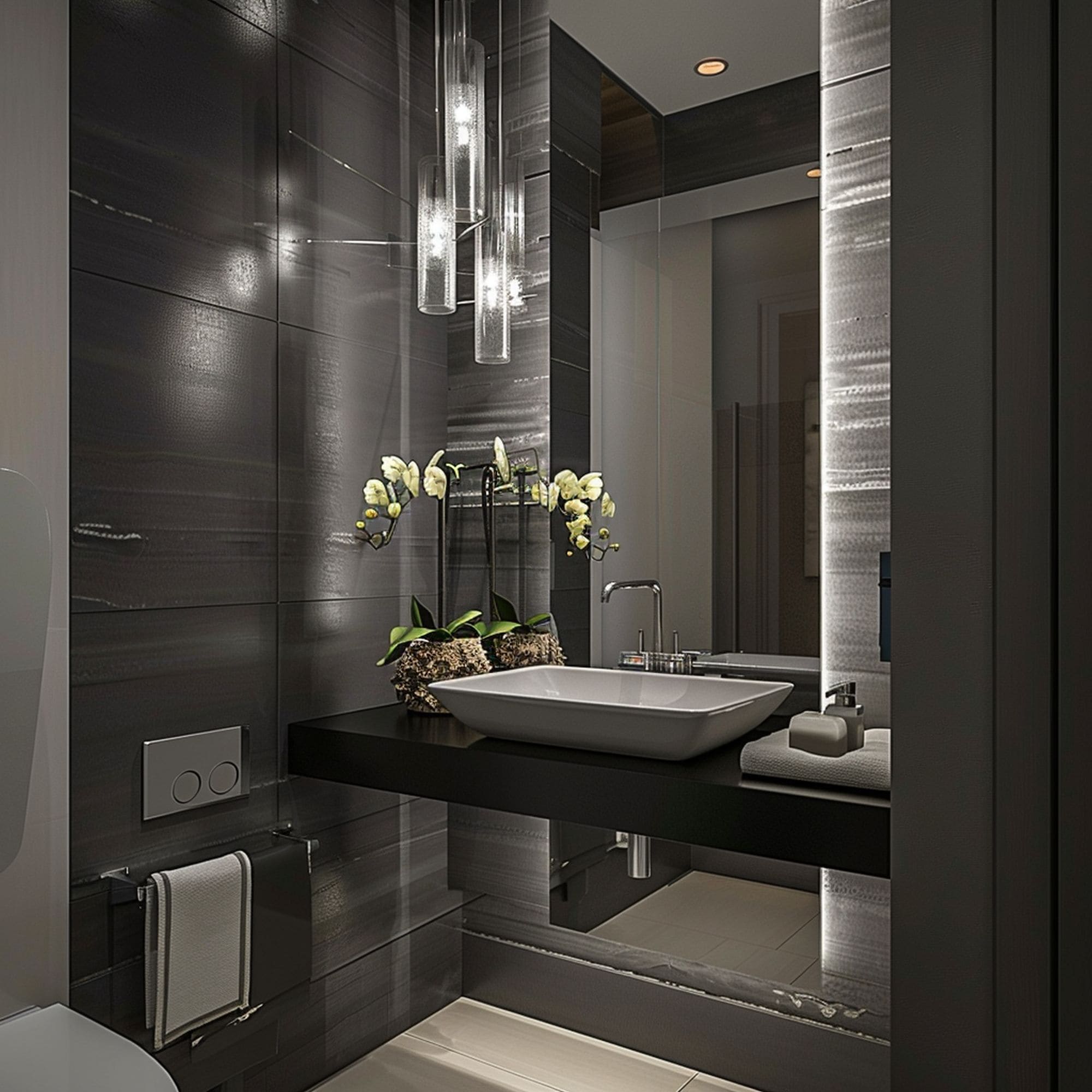 Ultra Modern Gray Powder Room