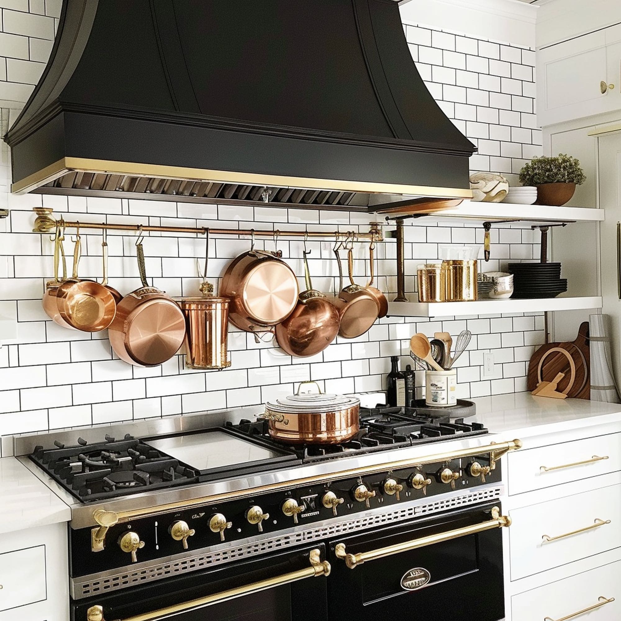 Black Kitchen With Copper Accents