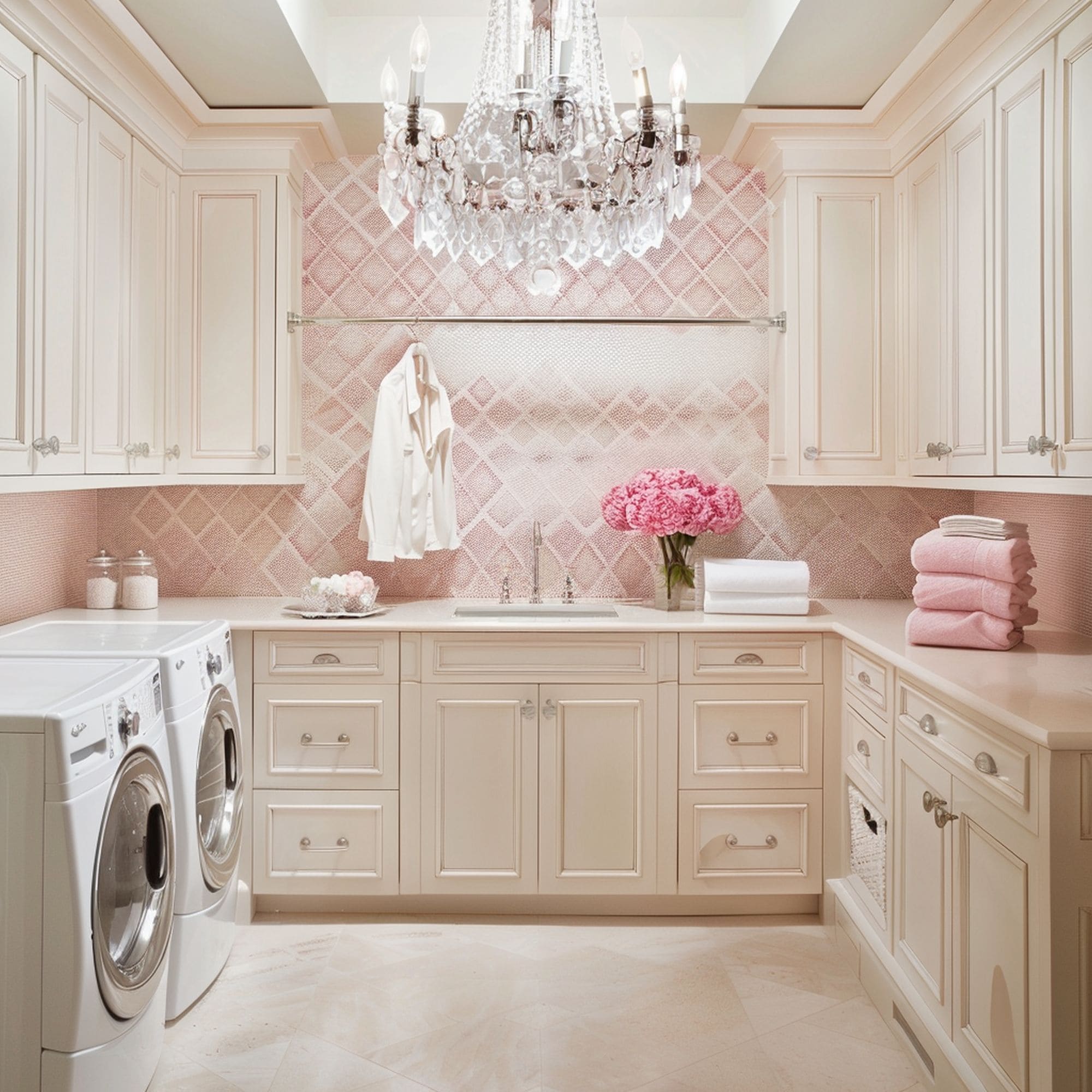 Feminine Pink Laundry Room