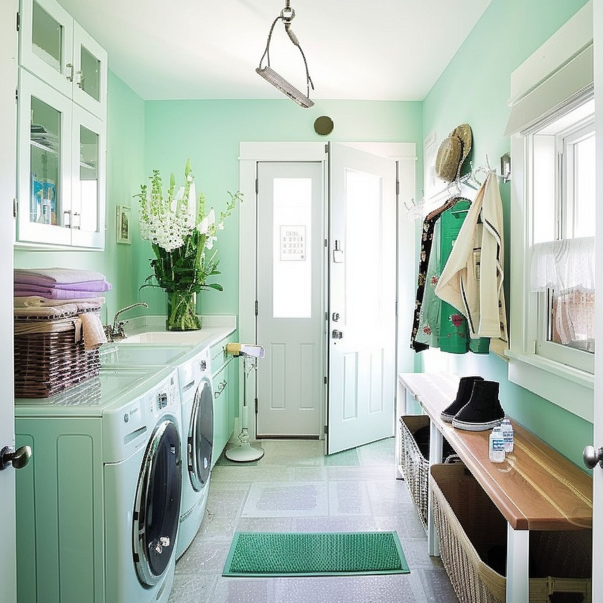 Mint Green Laundry Room and Mudroom