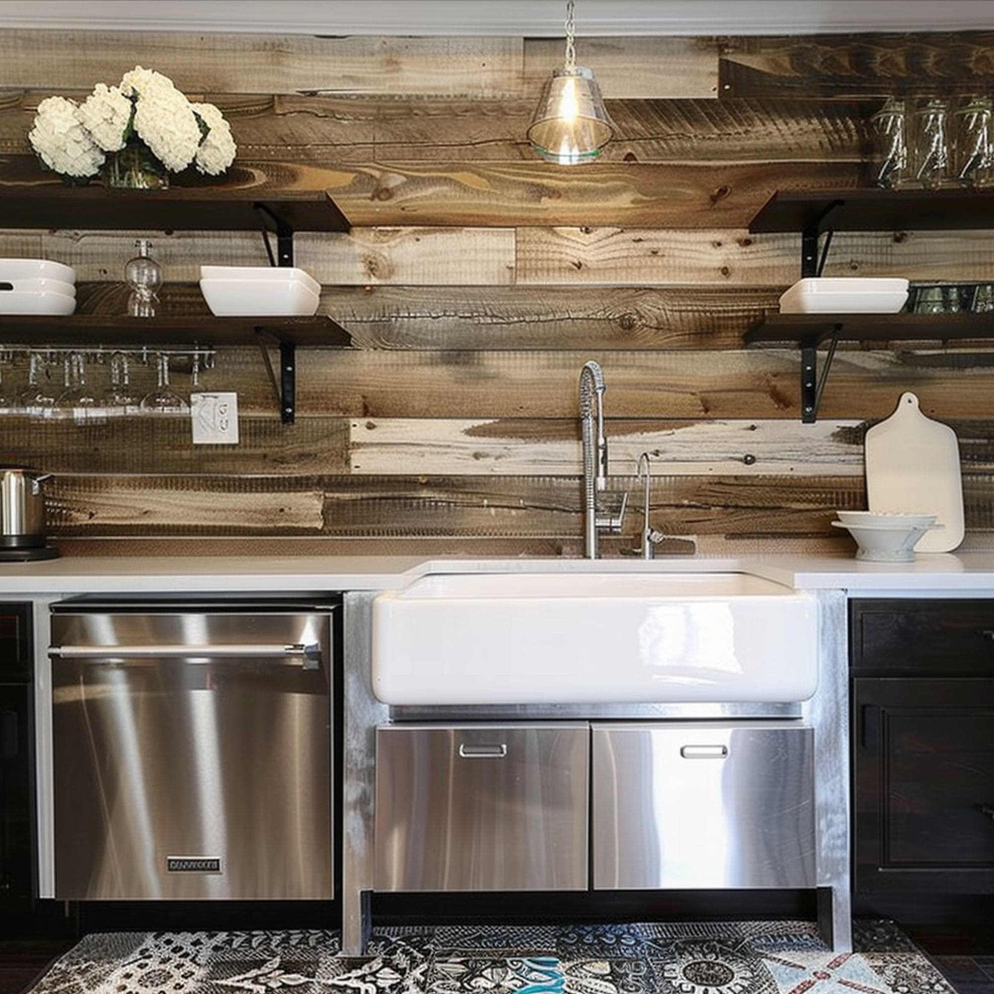 Reclaimed Wood Kitchen Backsplash