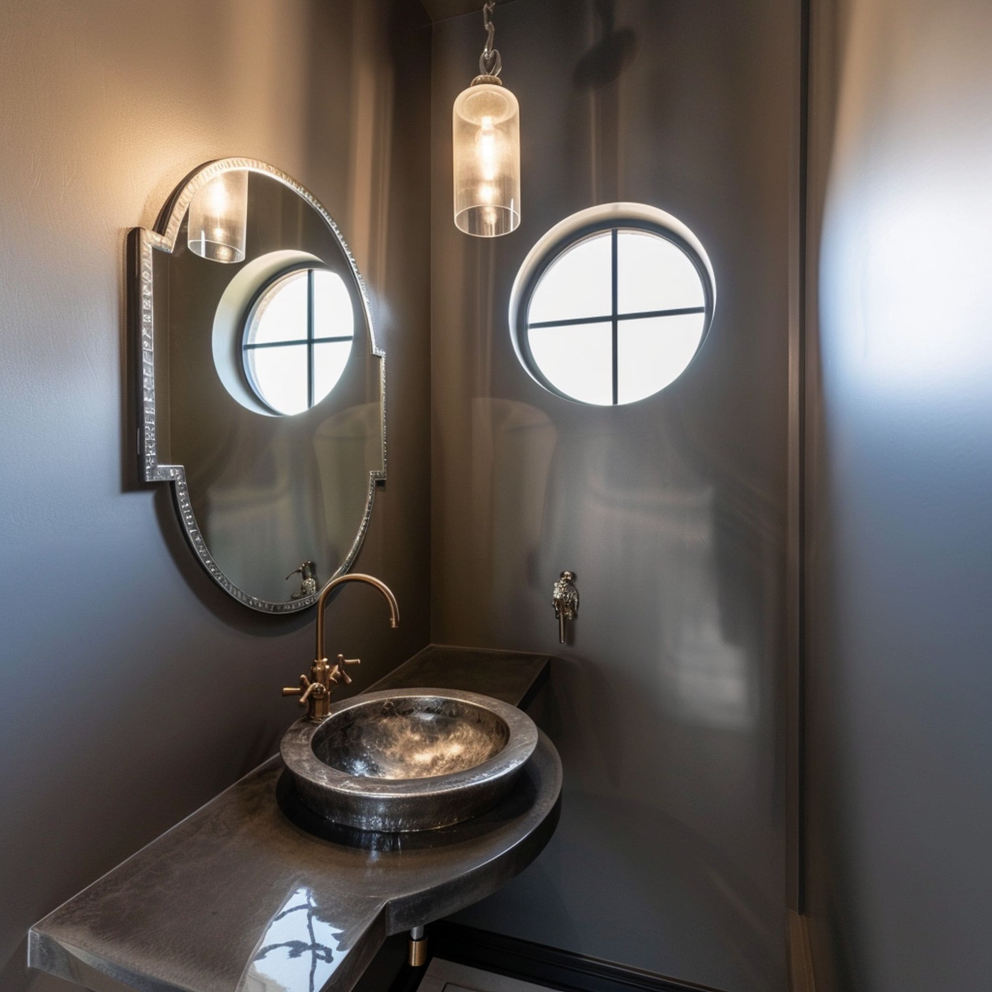 Vintage Gray Powder Room
