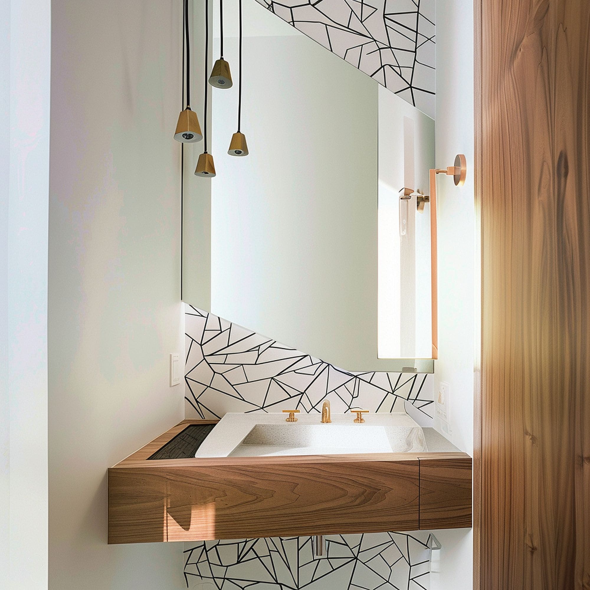 Powder Room With Asymmetric Washstand