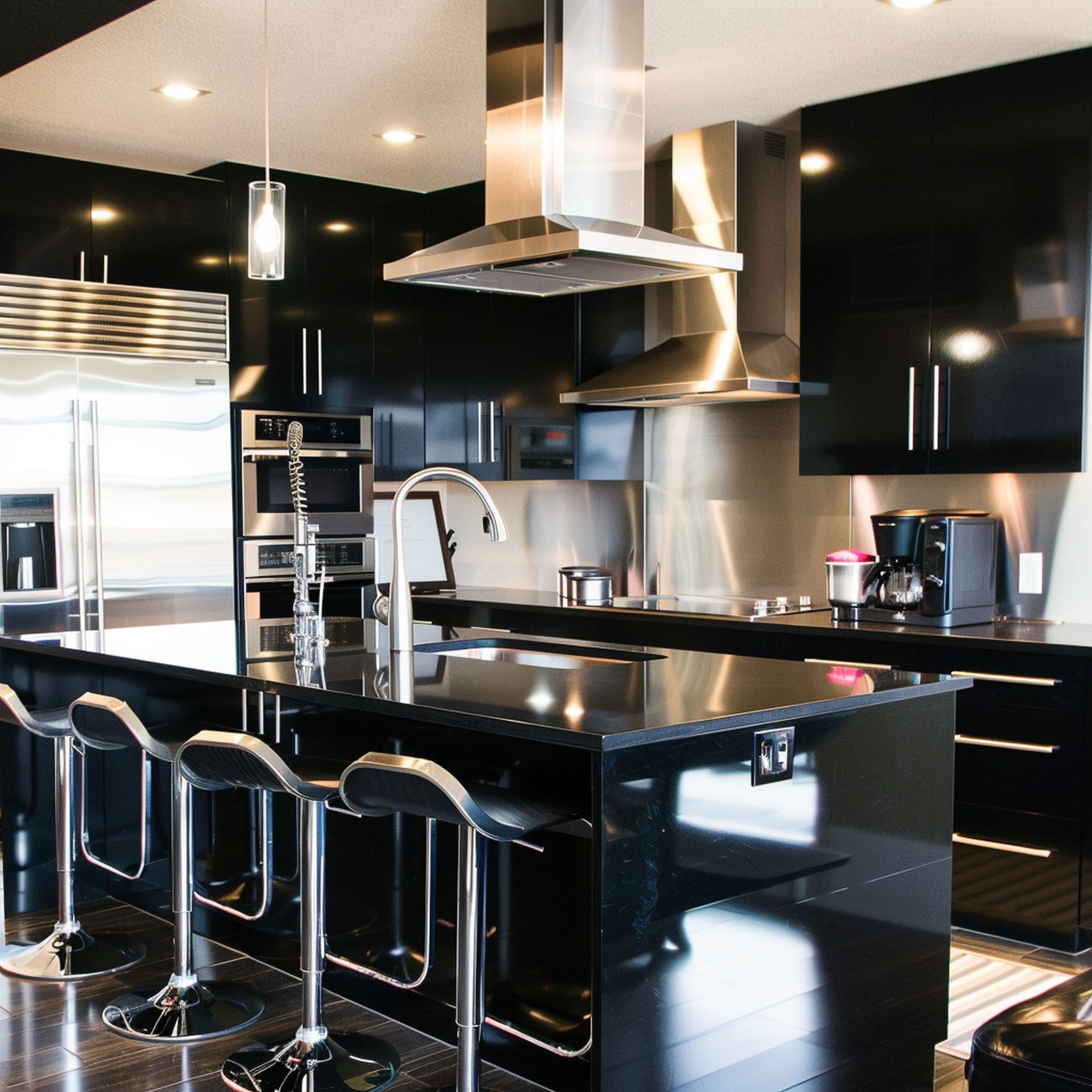 Modern Glossy Black Kitchen