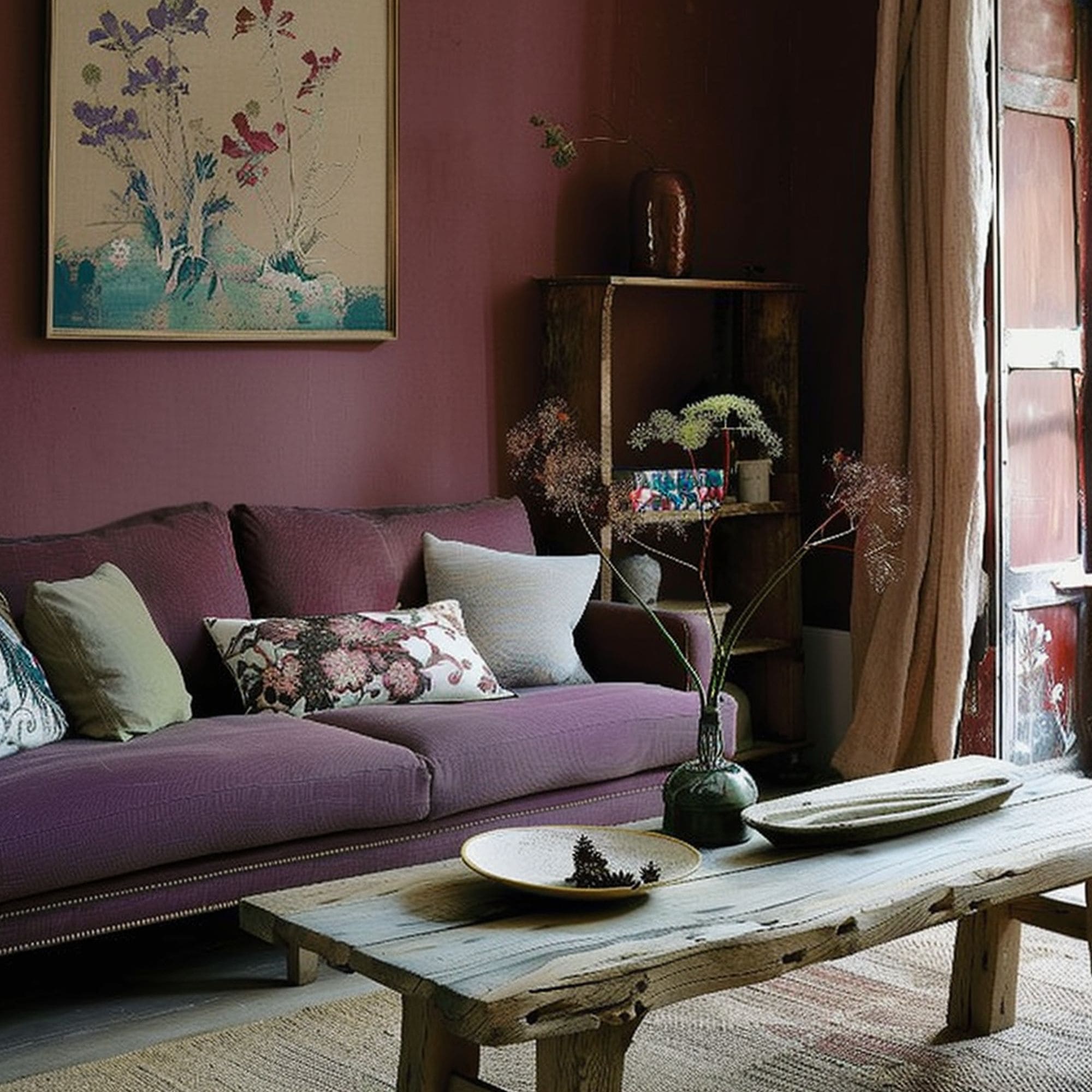 Earthy Mellow Purple Living Room