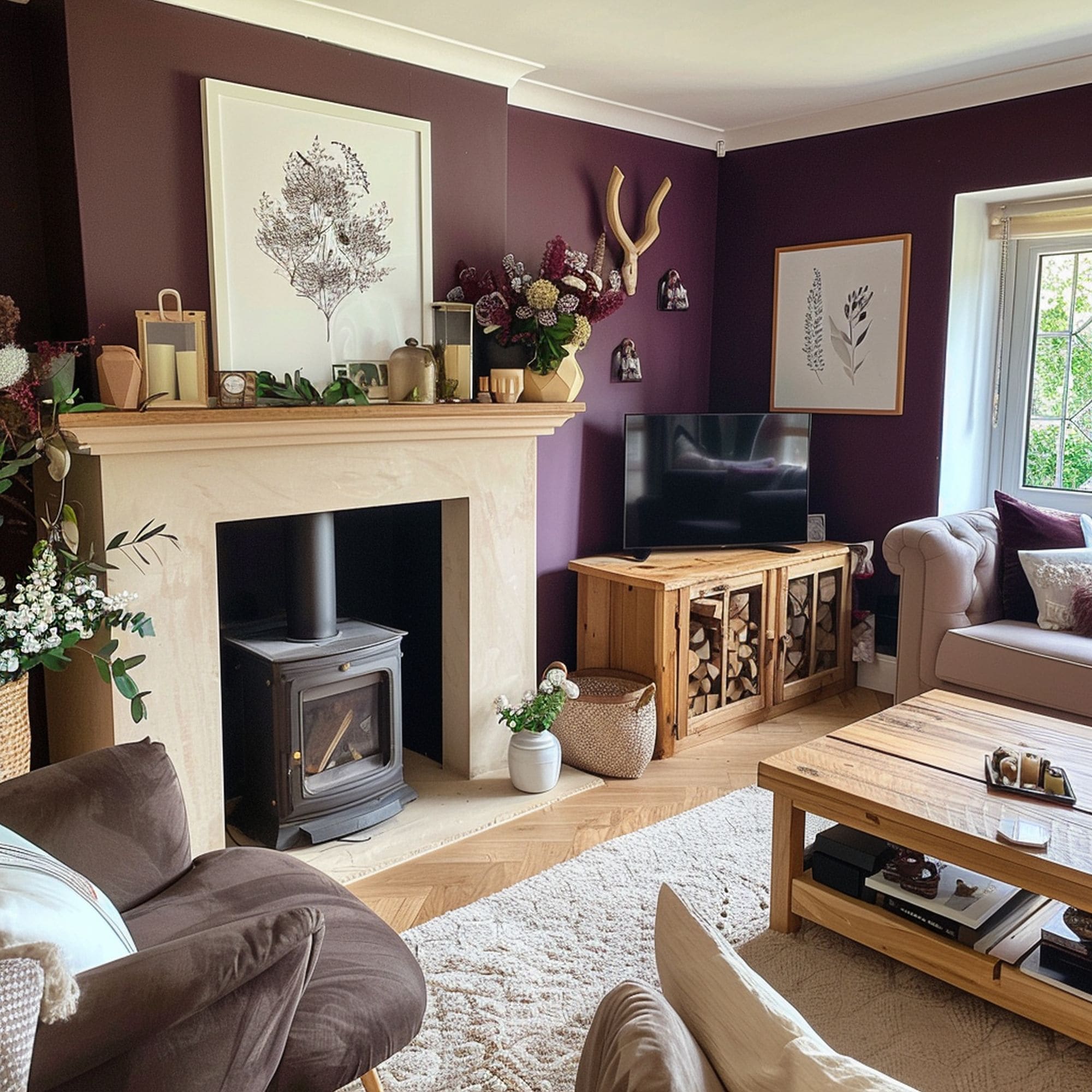 Cozy Plum Purple Living Room