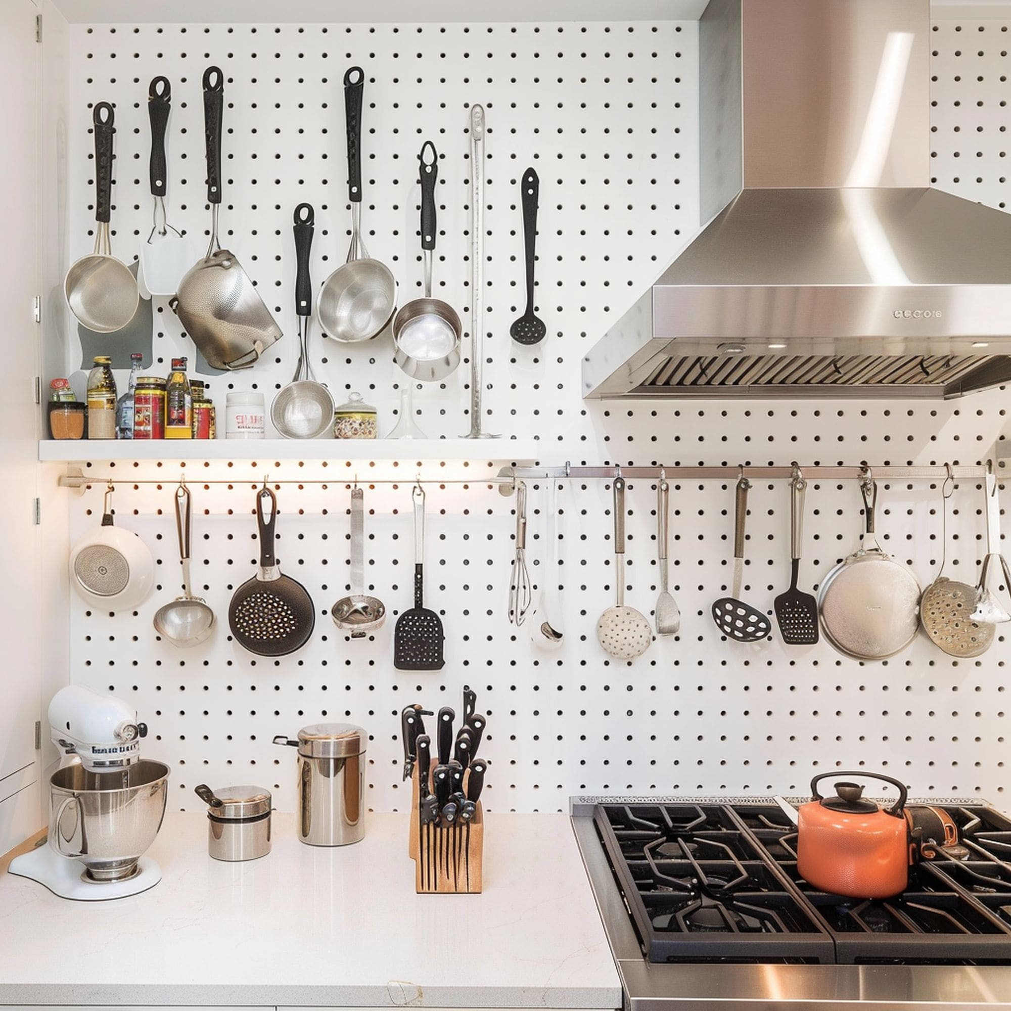 Pegboard Kitchen Backsplash