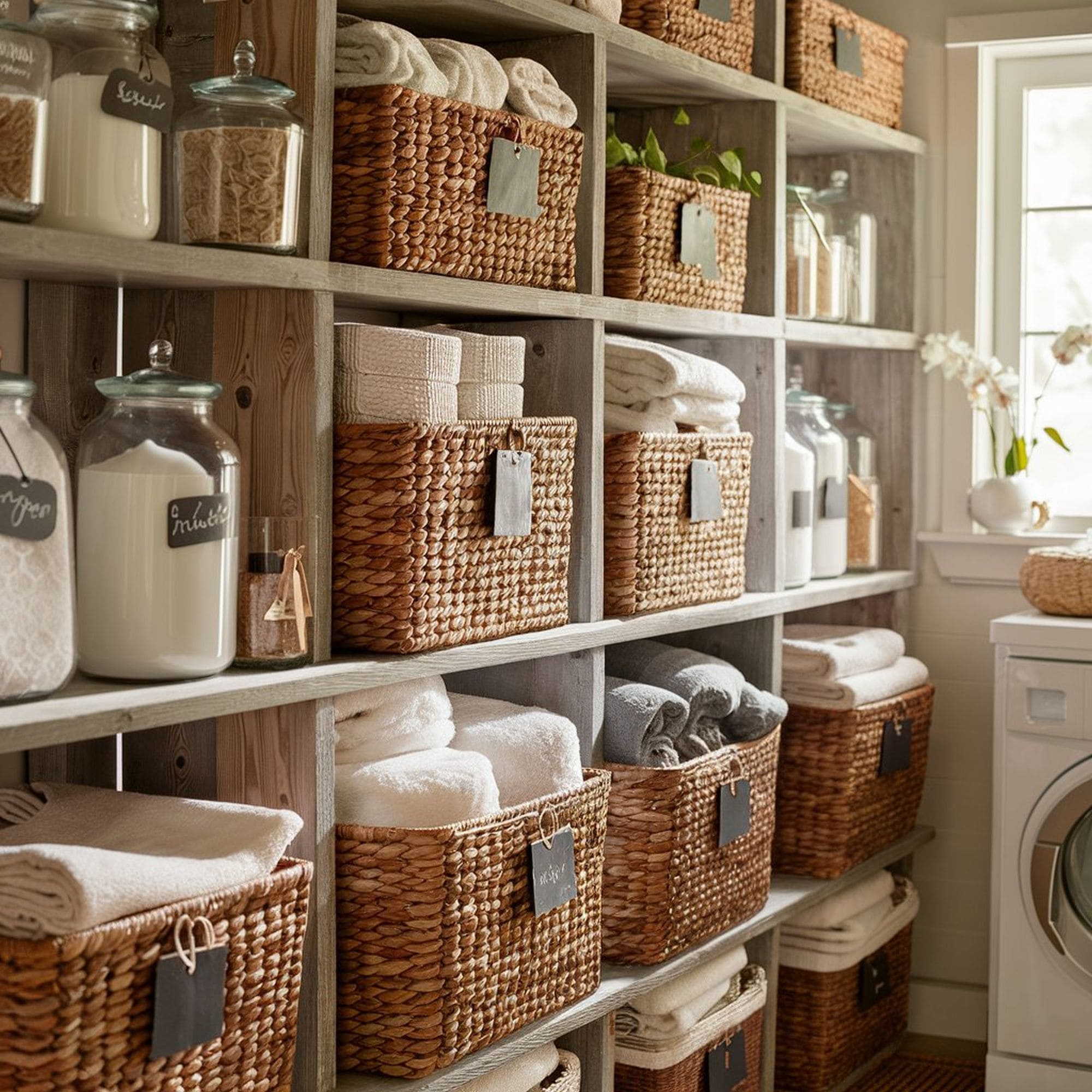 Laundry Room Labeled Baskets