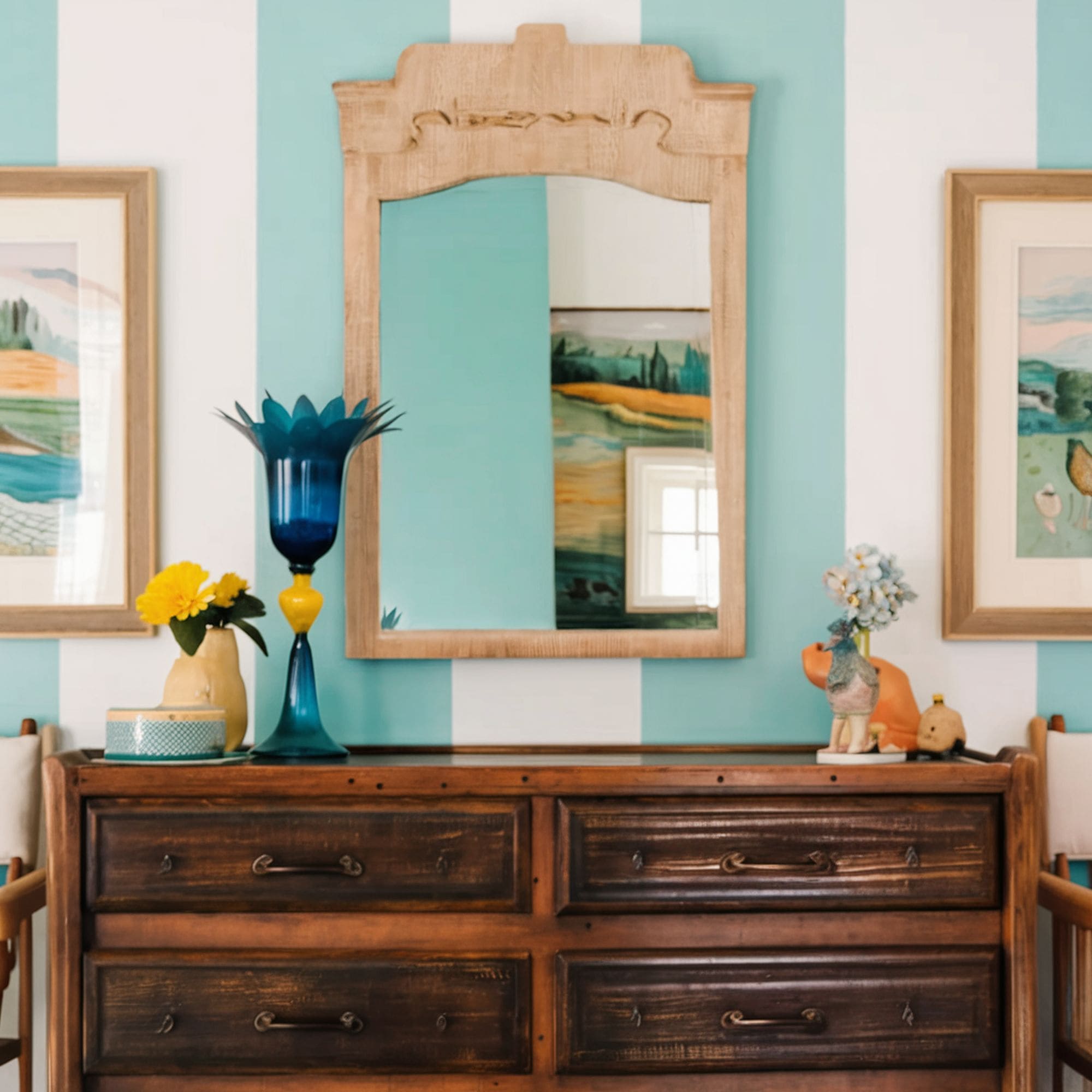 Striped Turquoise Wallpaper