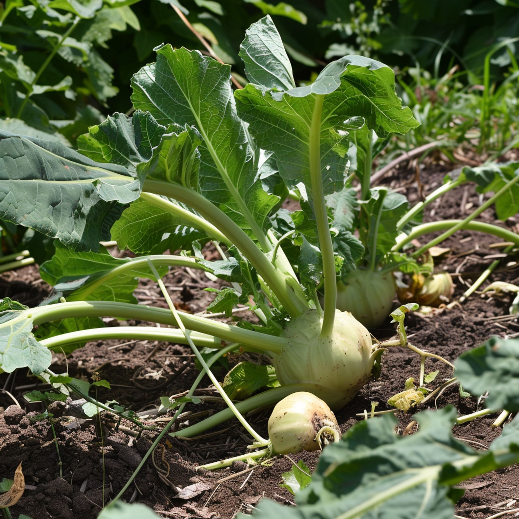 Kohlrabi in a Shade Garden