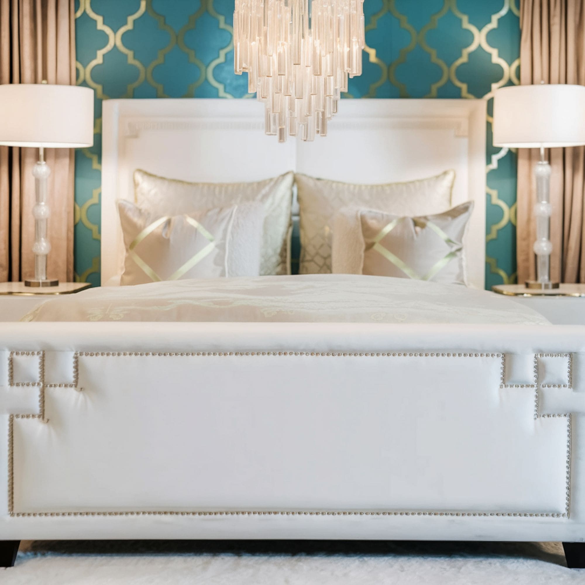 Moroccan Inspired Turquoise and Gold Bedroom