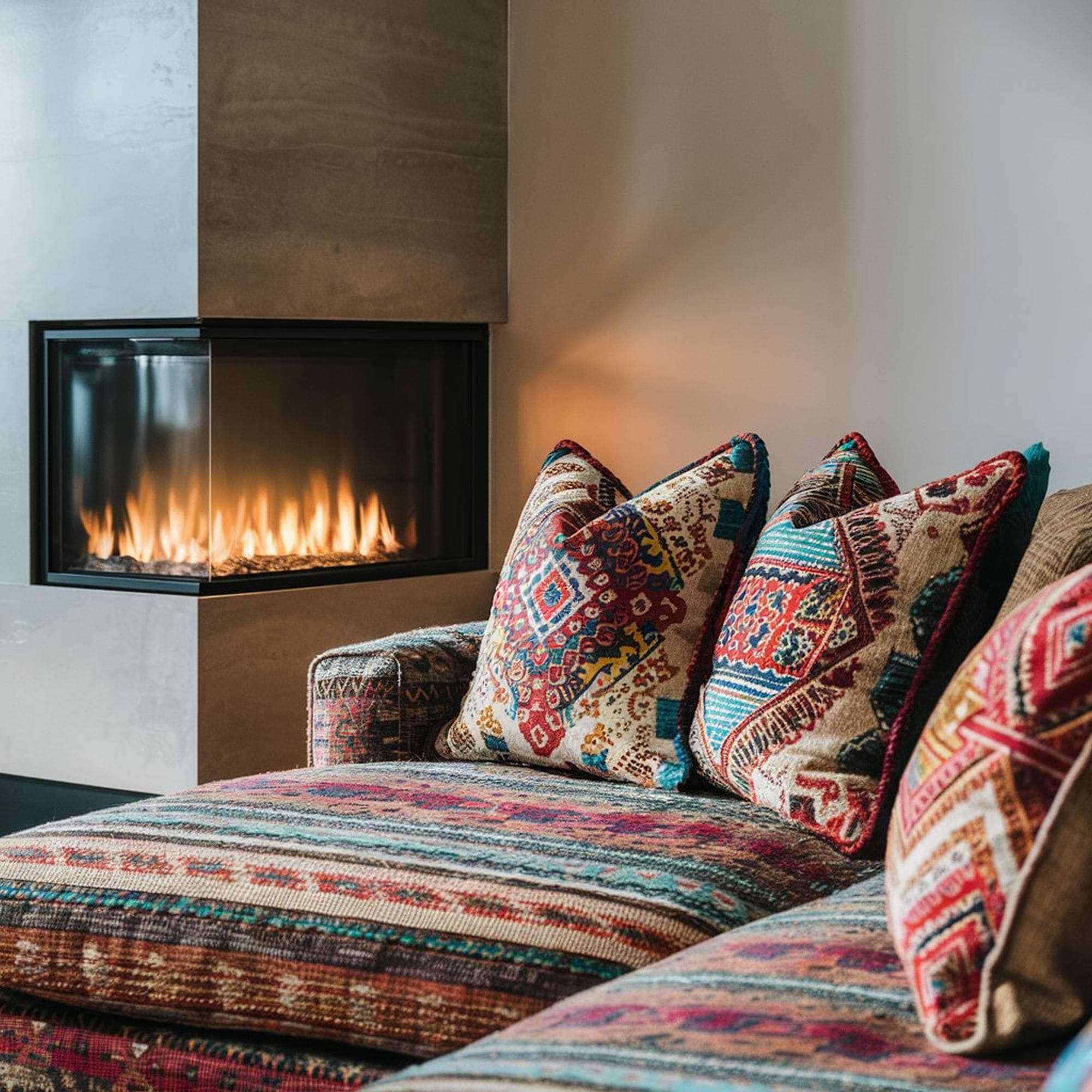 Corner Minimalist Fireplace