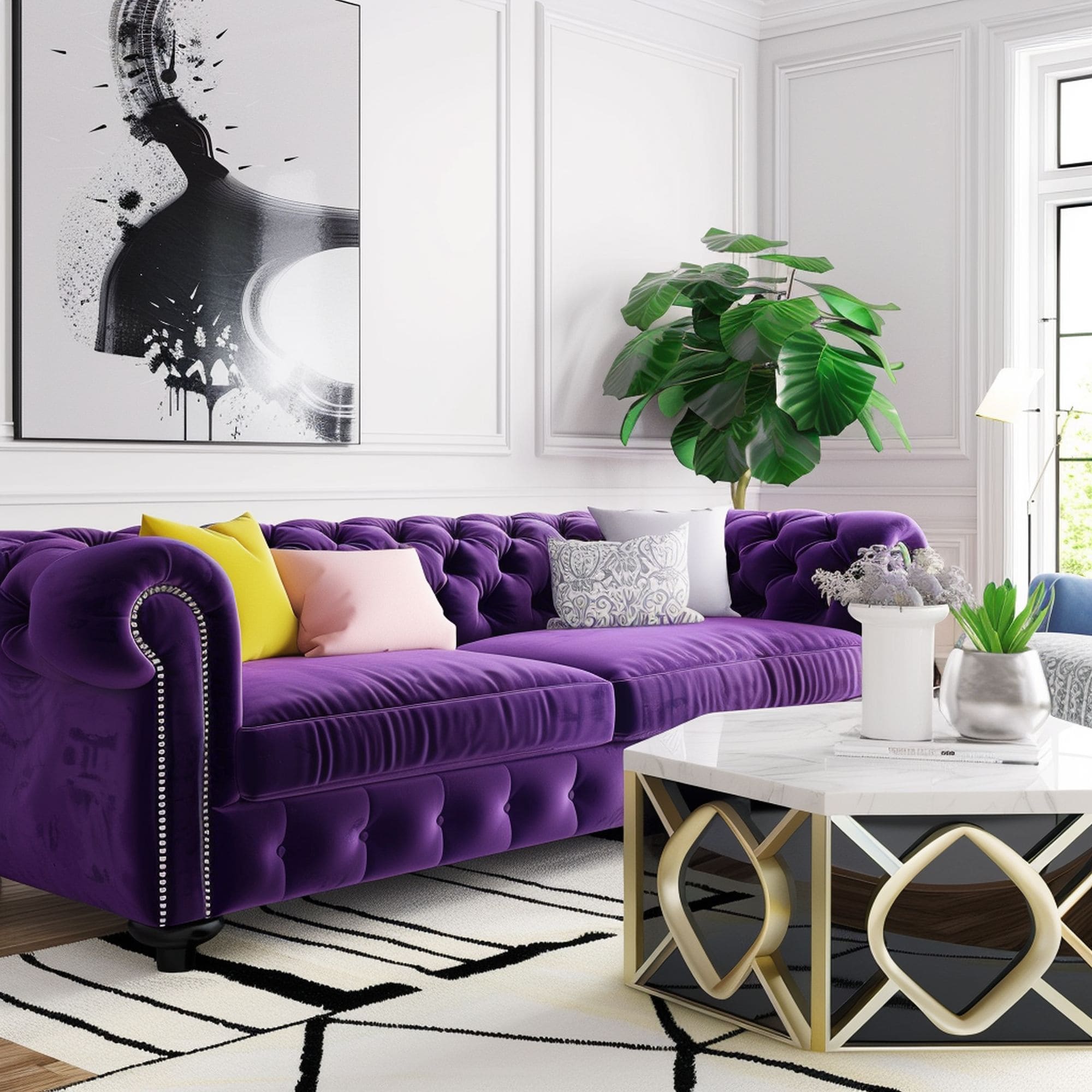 Purple Velvet Sofa