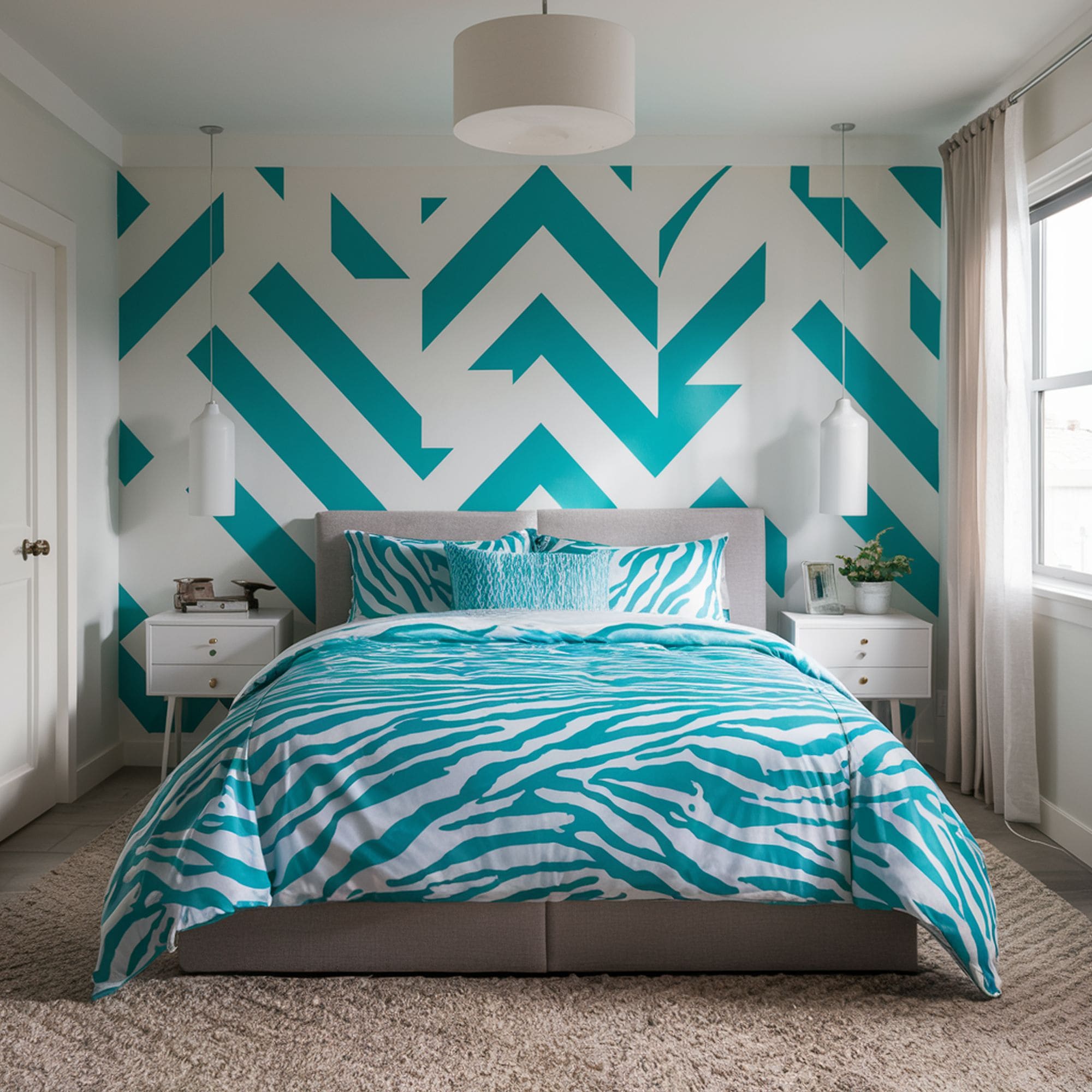 Turquoise Zebra Print Comforter
