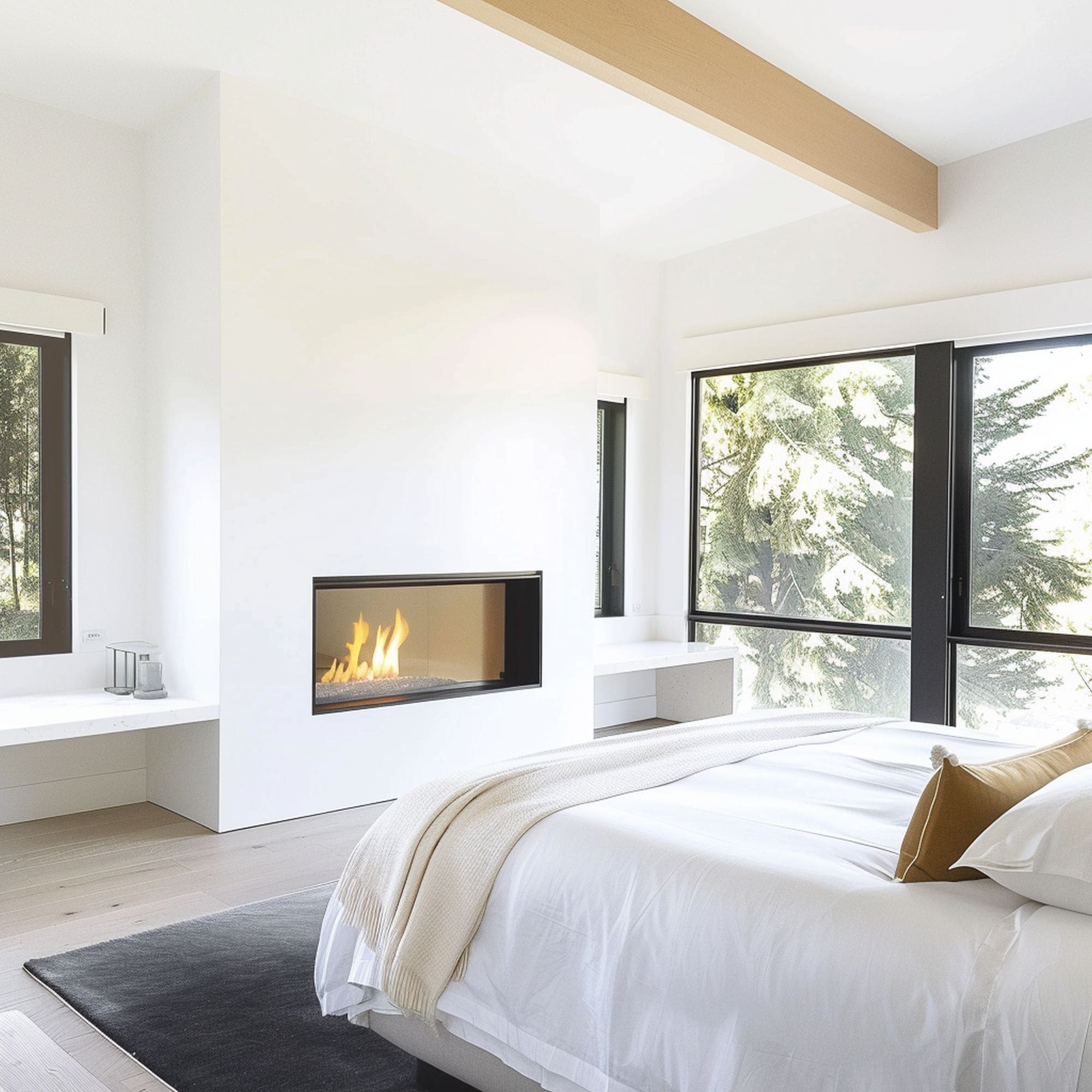 Bedroom Minimalist Fireplace