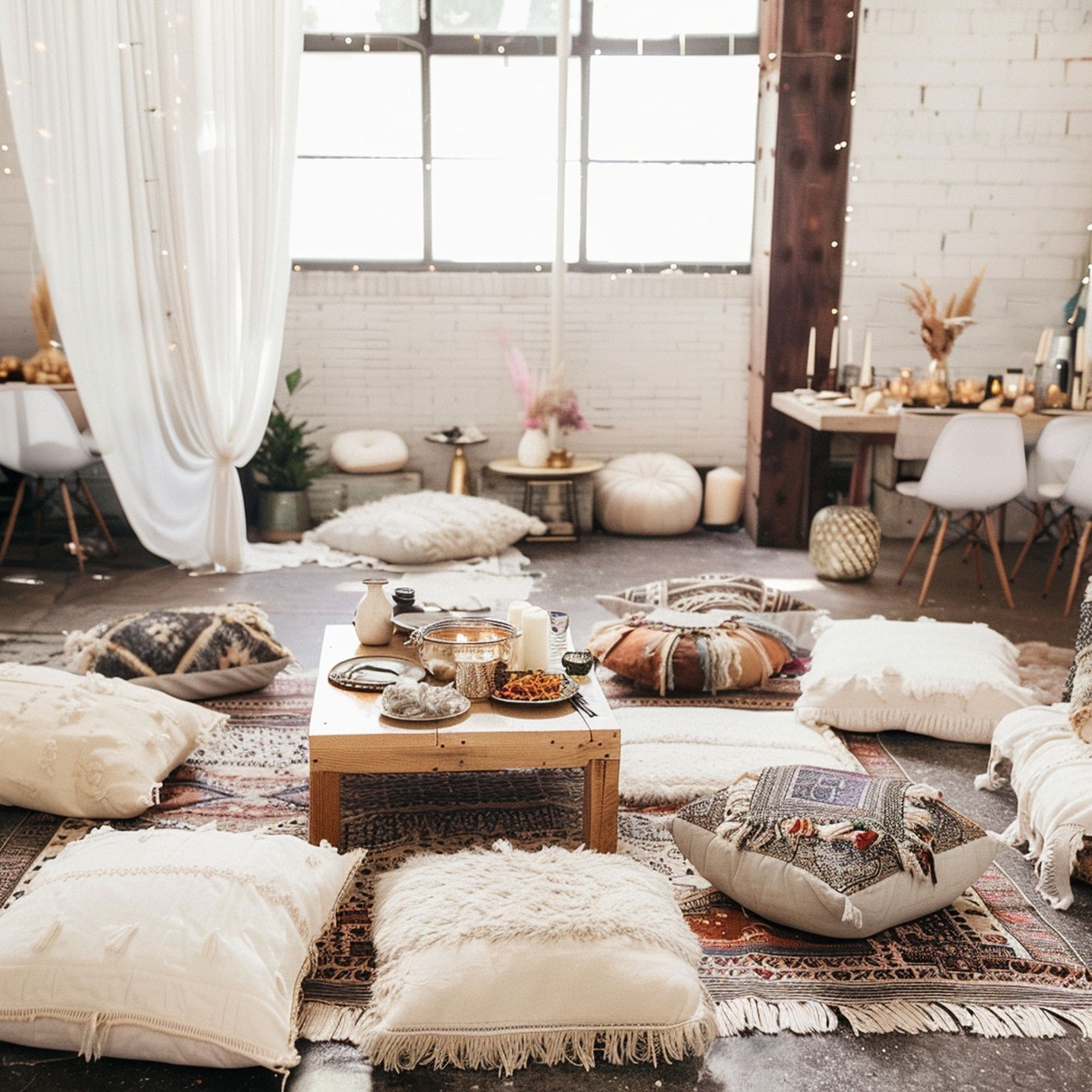 Boho Party Featuring Floor Pillows
