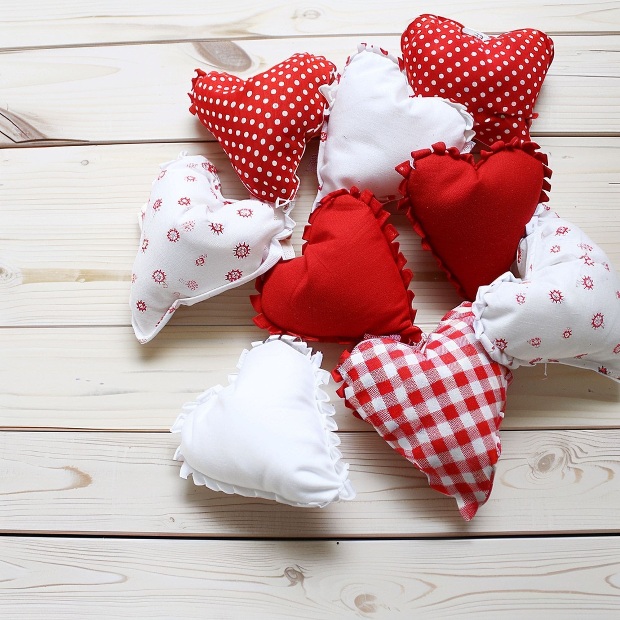 Decorative Heart Shaped Fabric Pillows