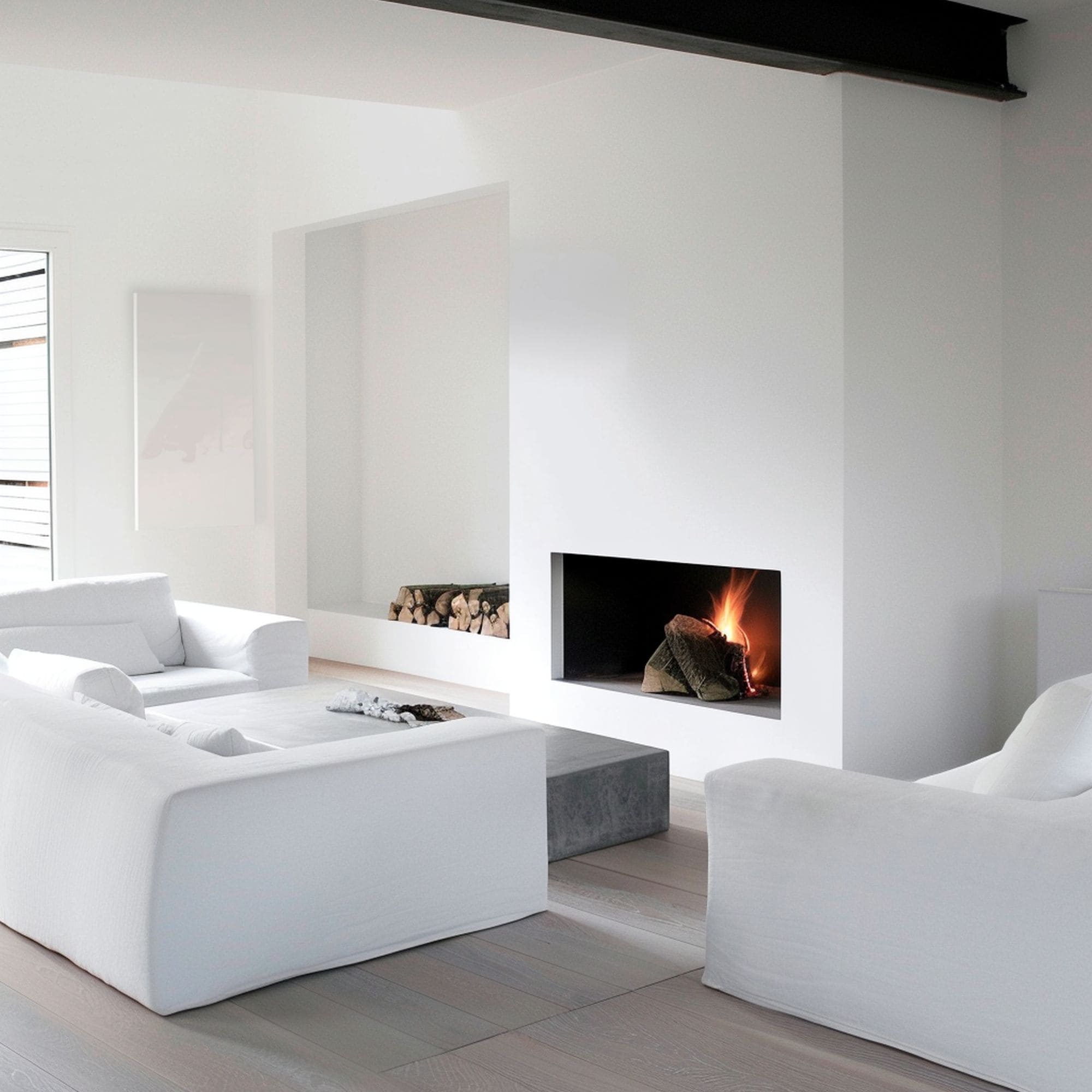 White Minimalist Fireplace