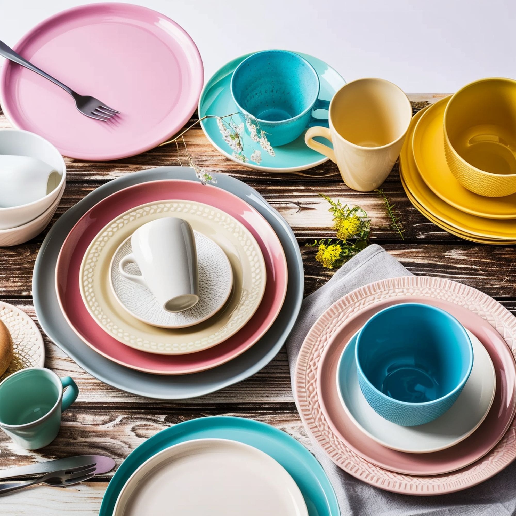 Mixed Colorful Dinnerware