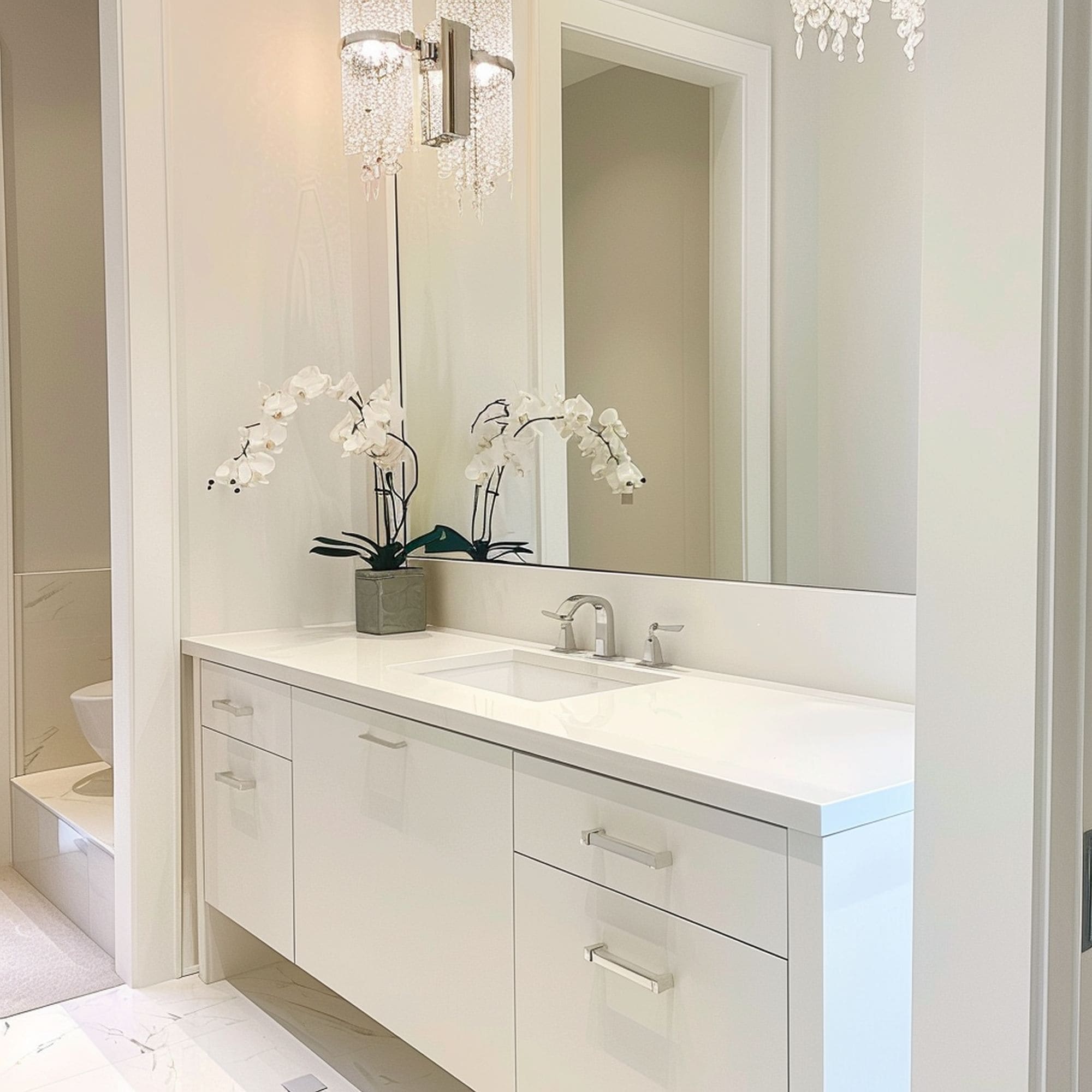 Pure White Powder Room