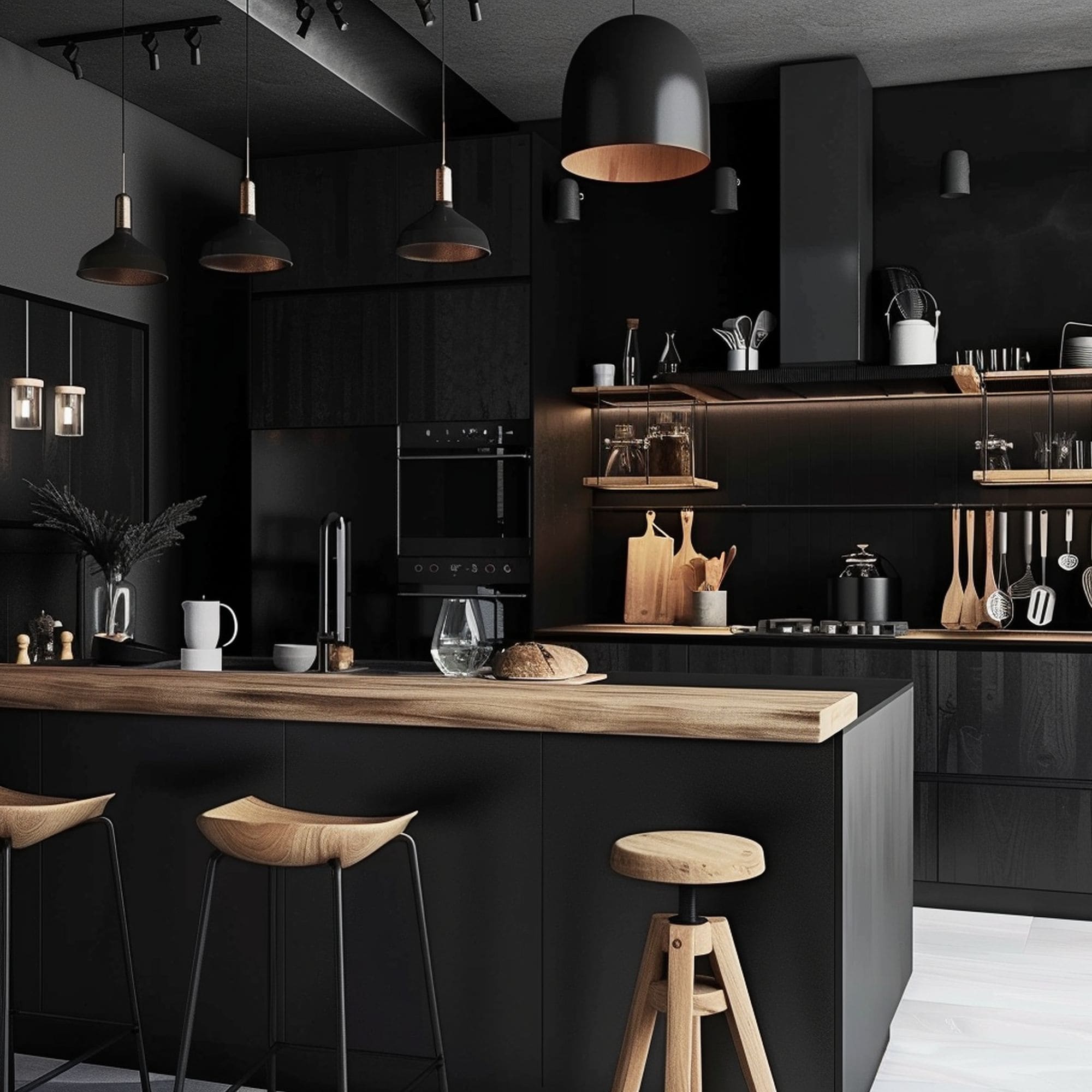 Cozy Scandinavian Black Kitchen
