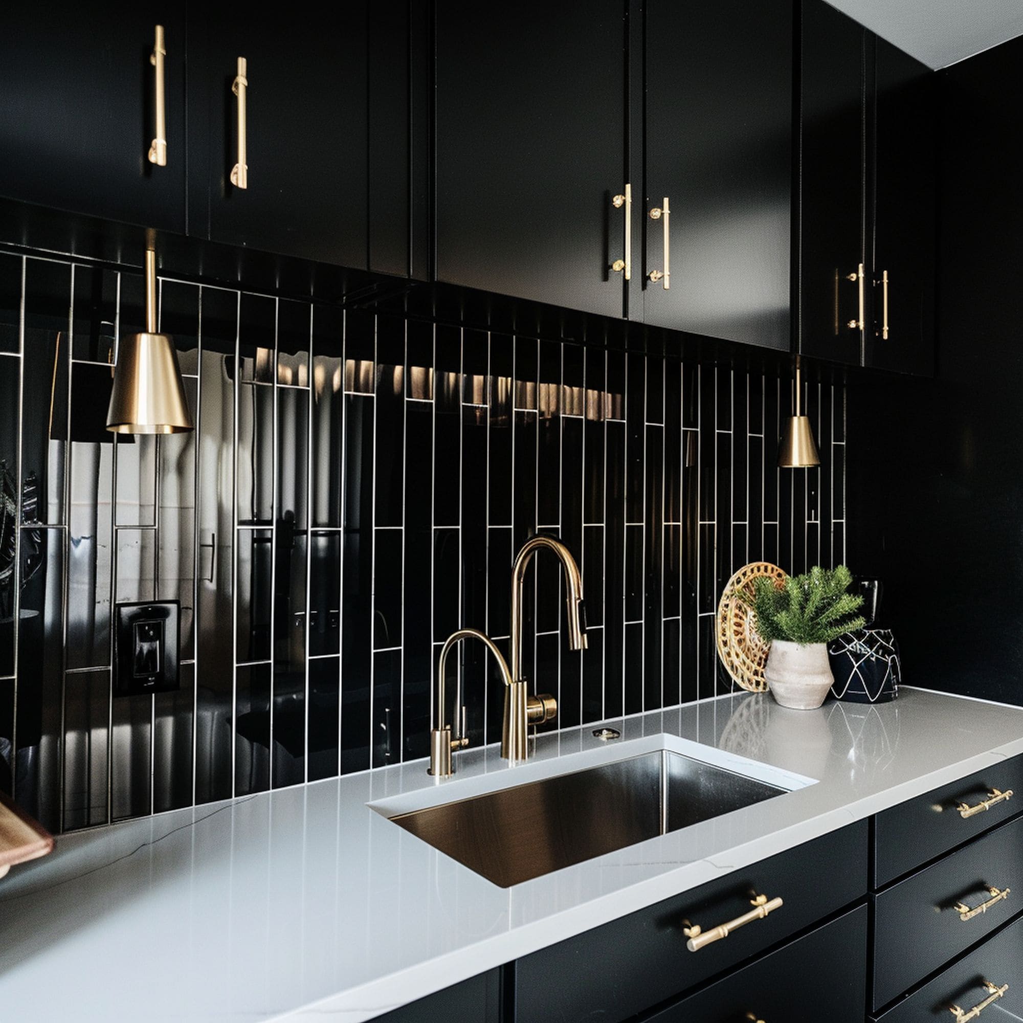 Matte and Glossy Black Kitchen