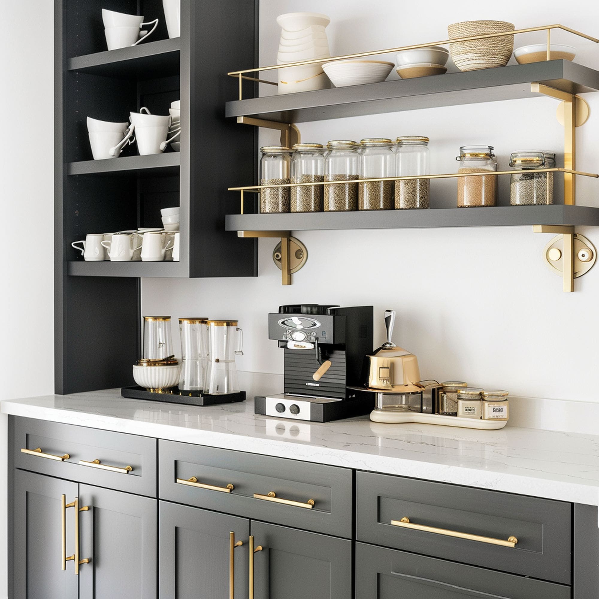 Coffee Bar With Gold Accents