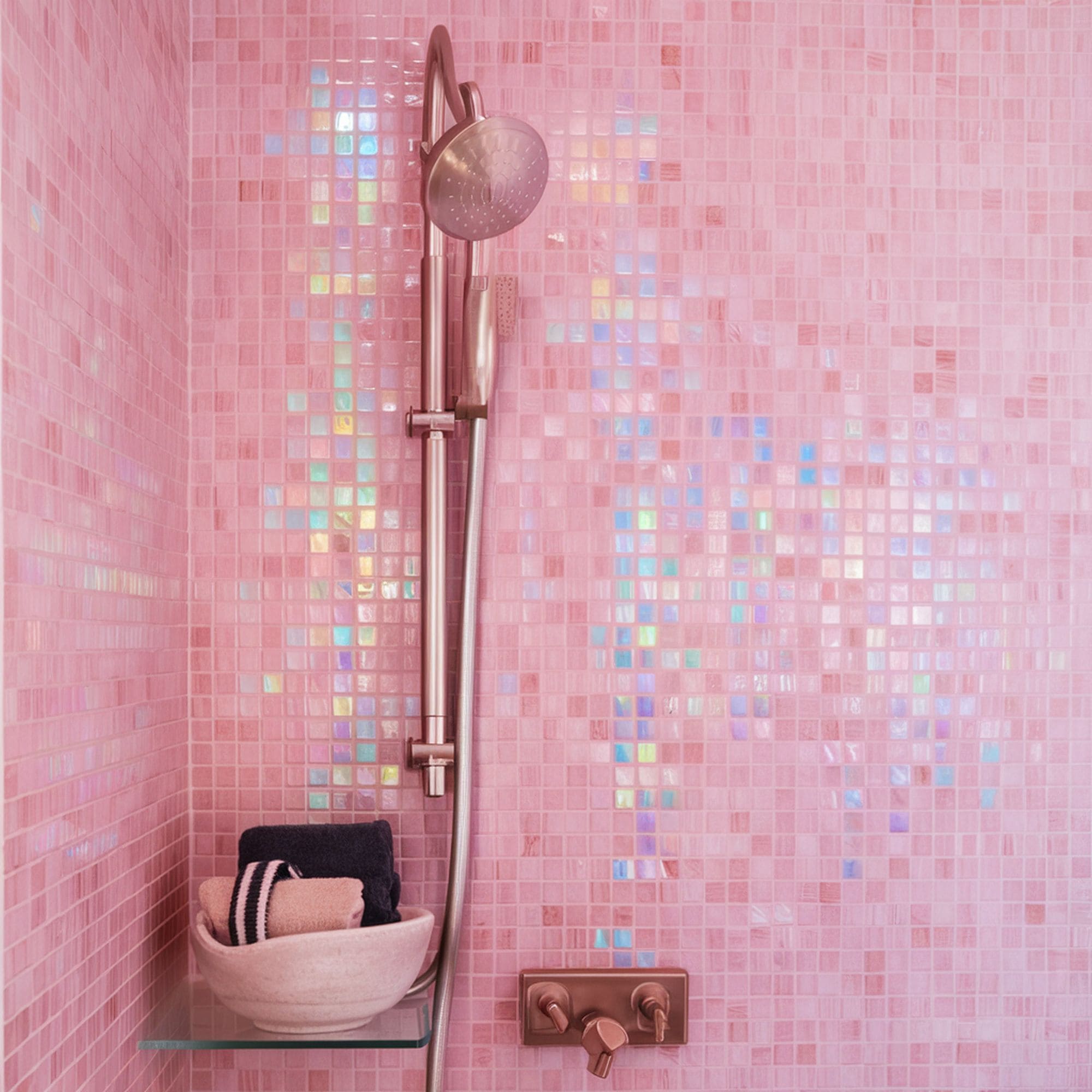 Iridescent Pink Shower Tile