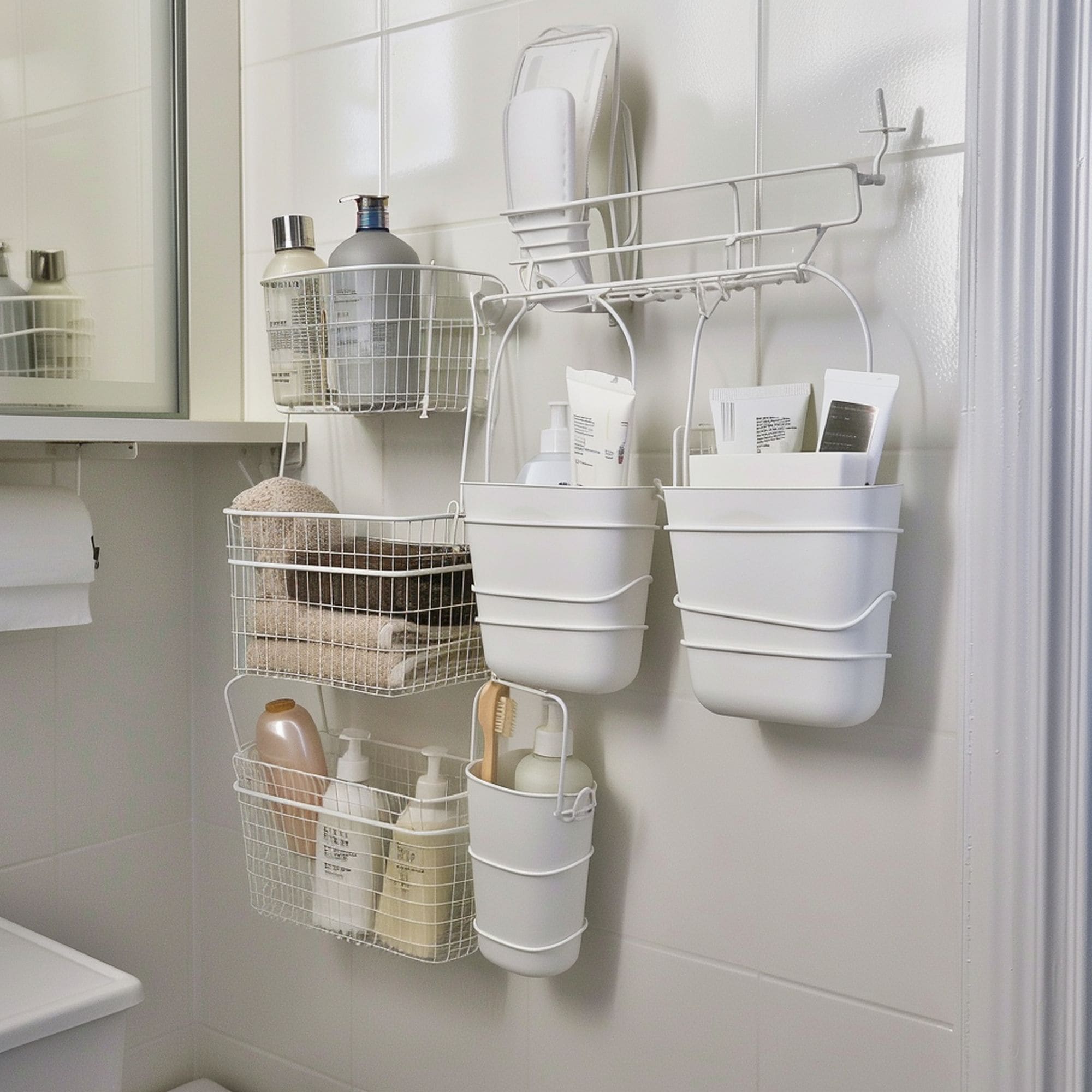 IKEA Style Organizer in Small Bathroom