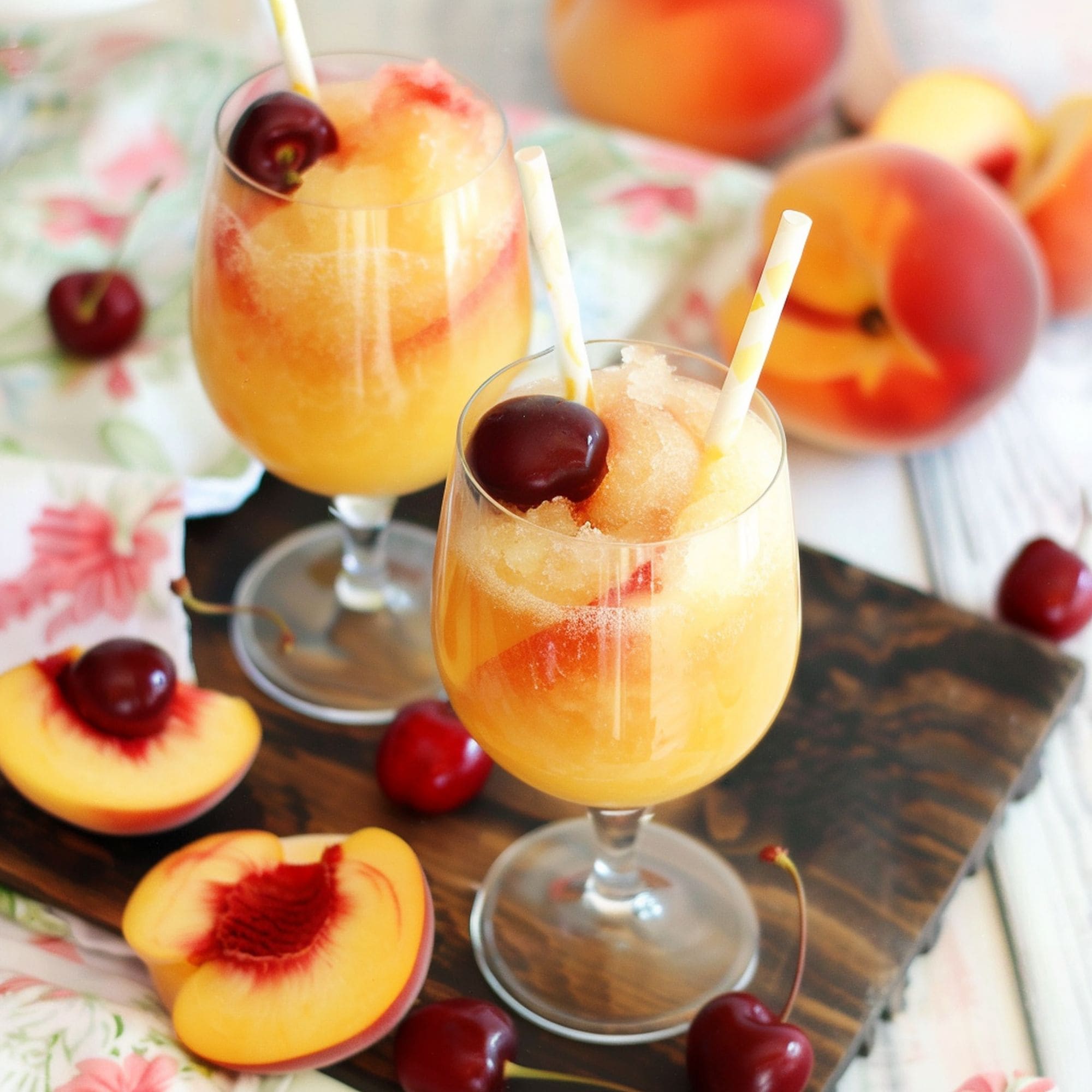 Riesling Peach and Cherry Slushies