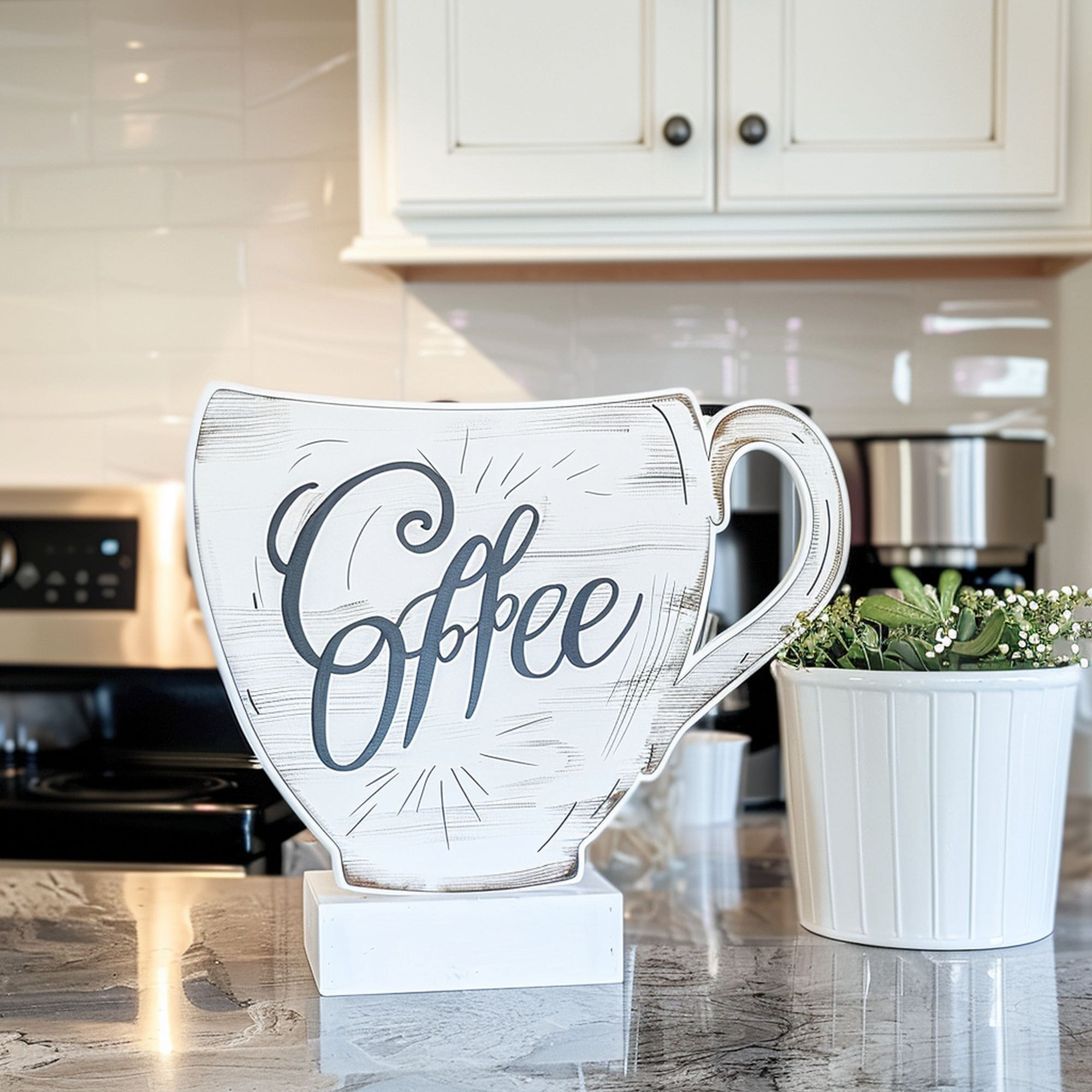 DIY Coffee Bar Mug Shaped Sign