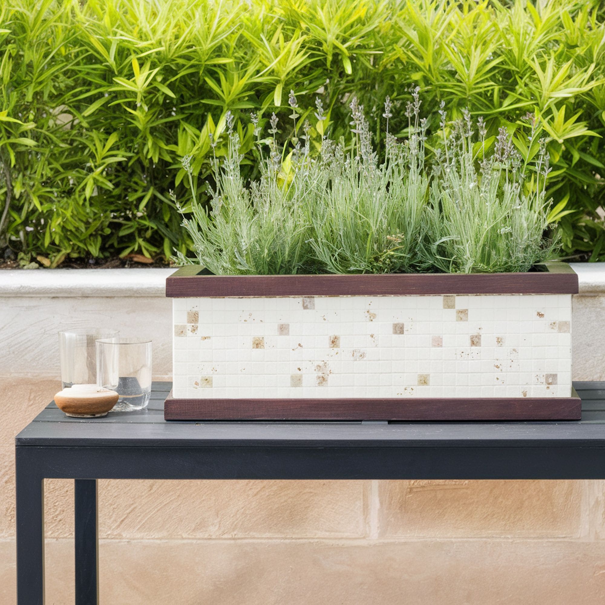White Mosaic Window Box