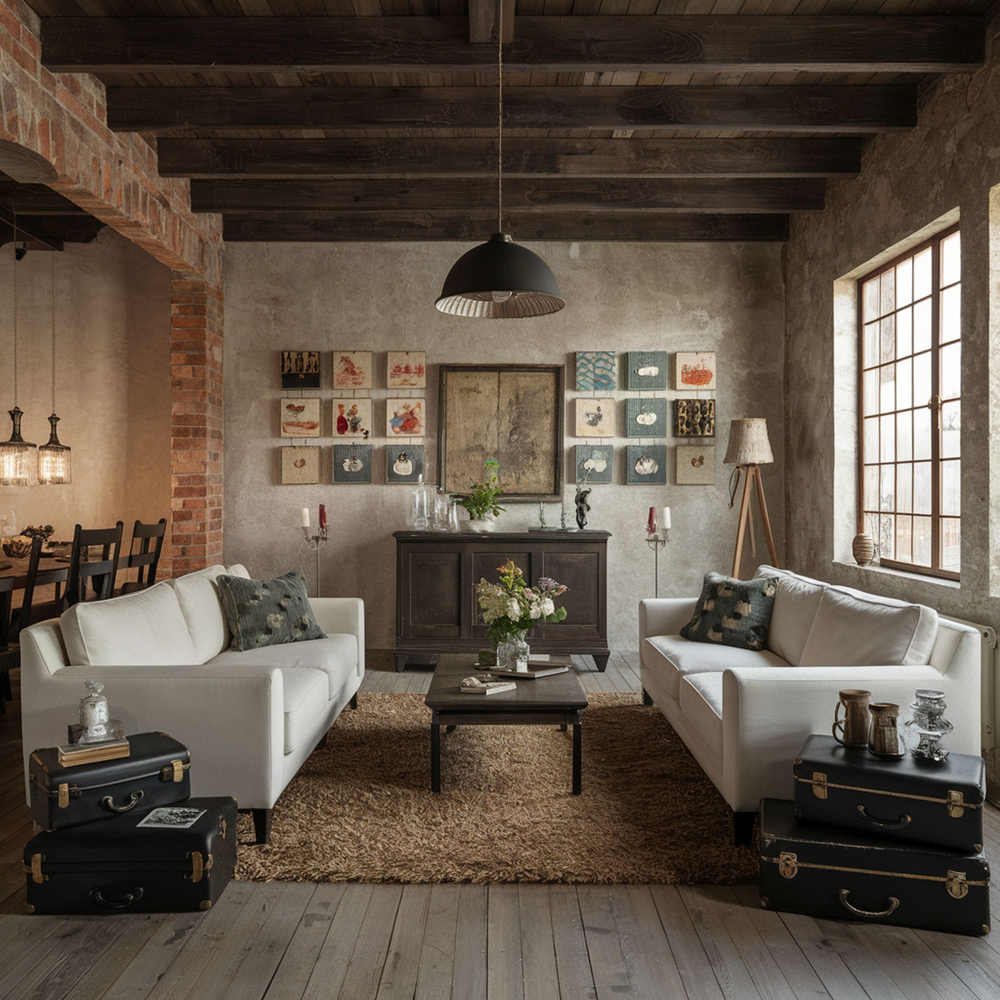 Open Concept Living Room With Dining Room