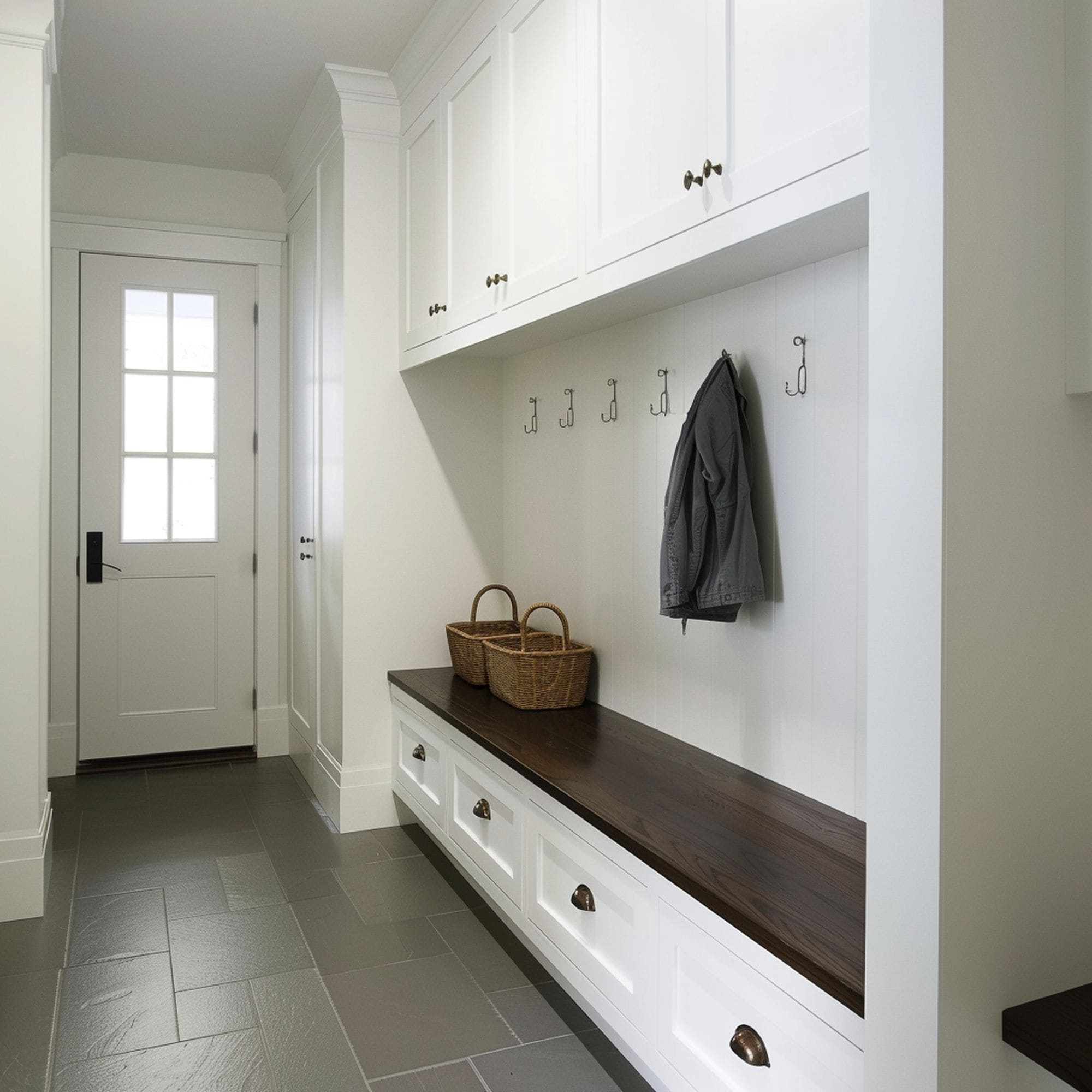 Simple White Mudroom