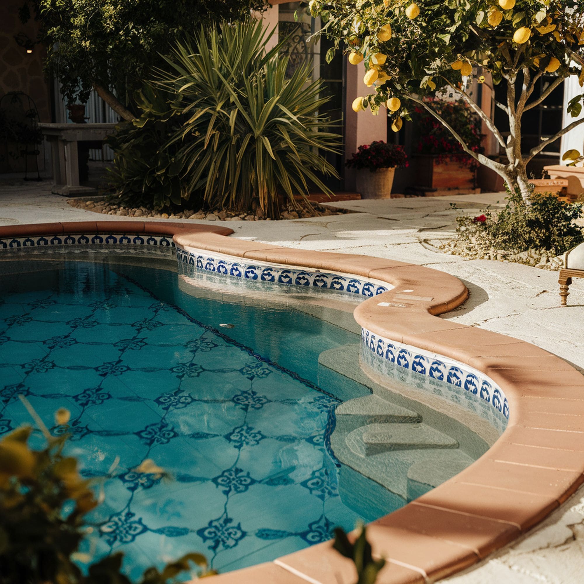 Mediterranean Pool With Lemon Tree