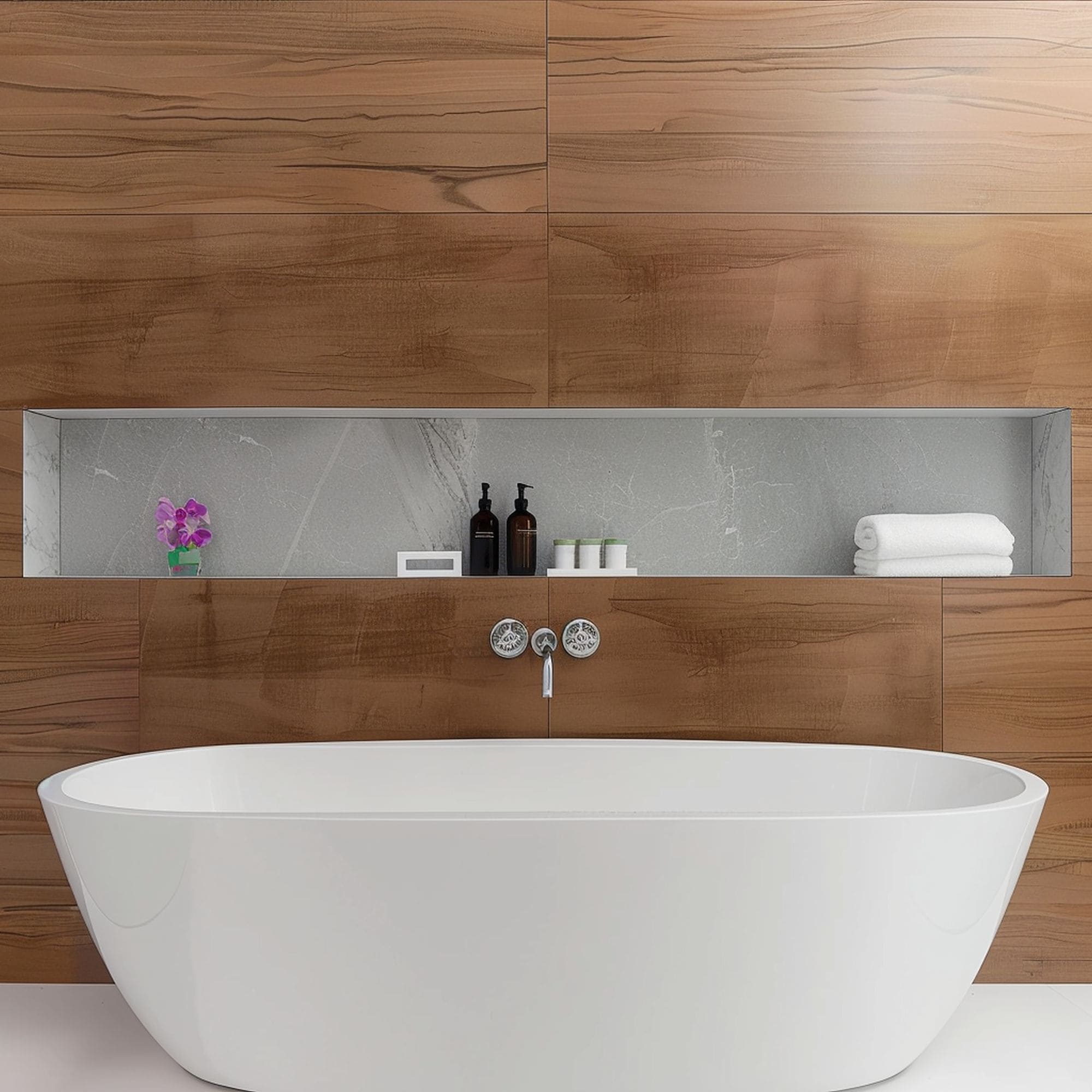 Built in Shelf in Small Bathroom