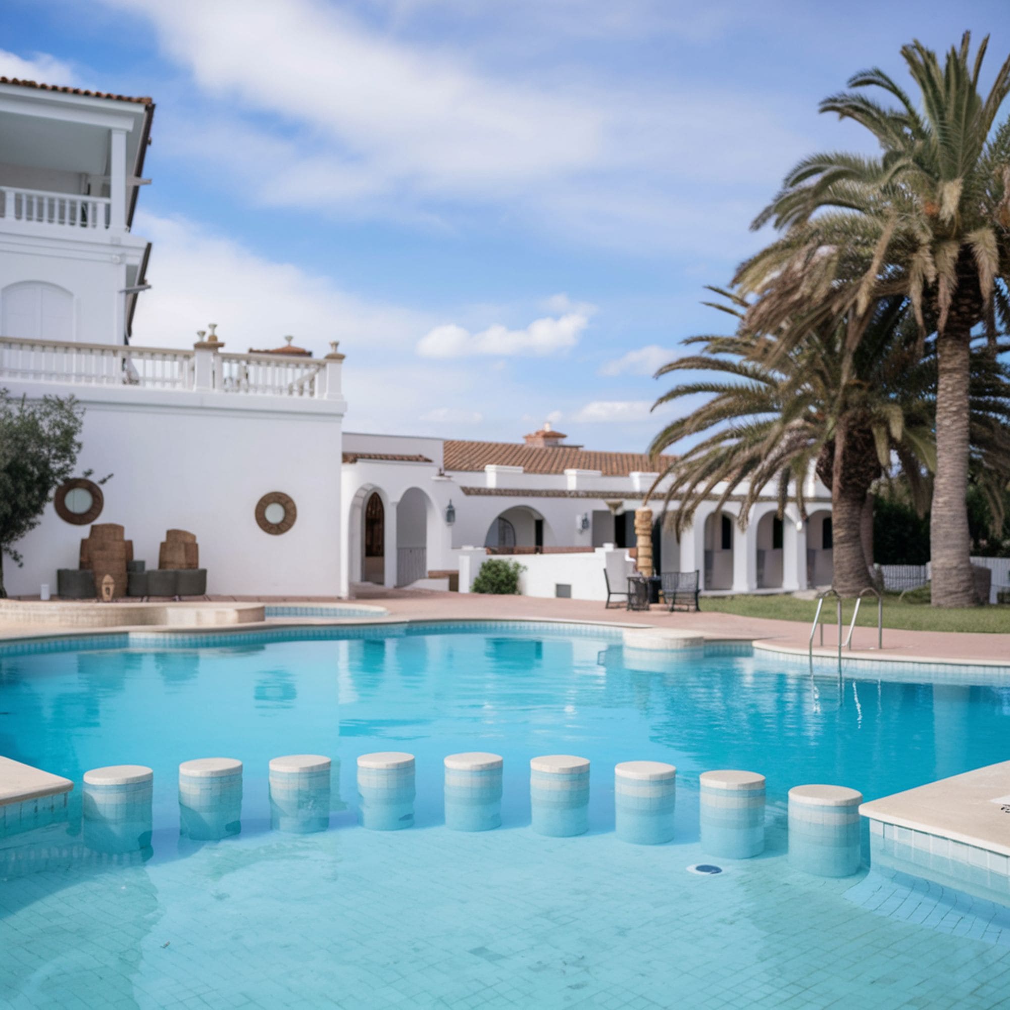 Mediterranean Pool With Seats