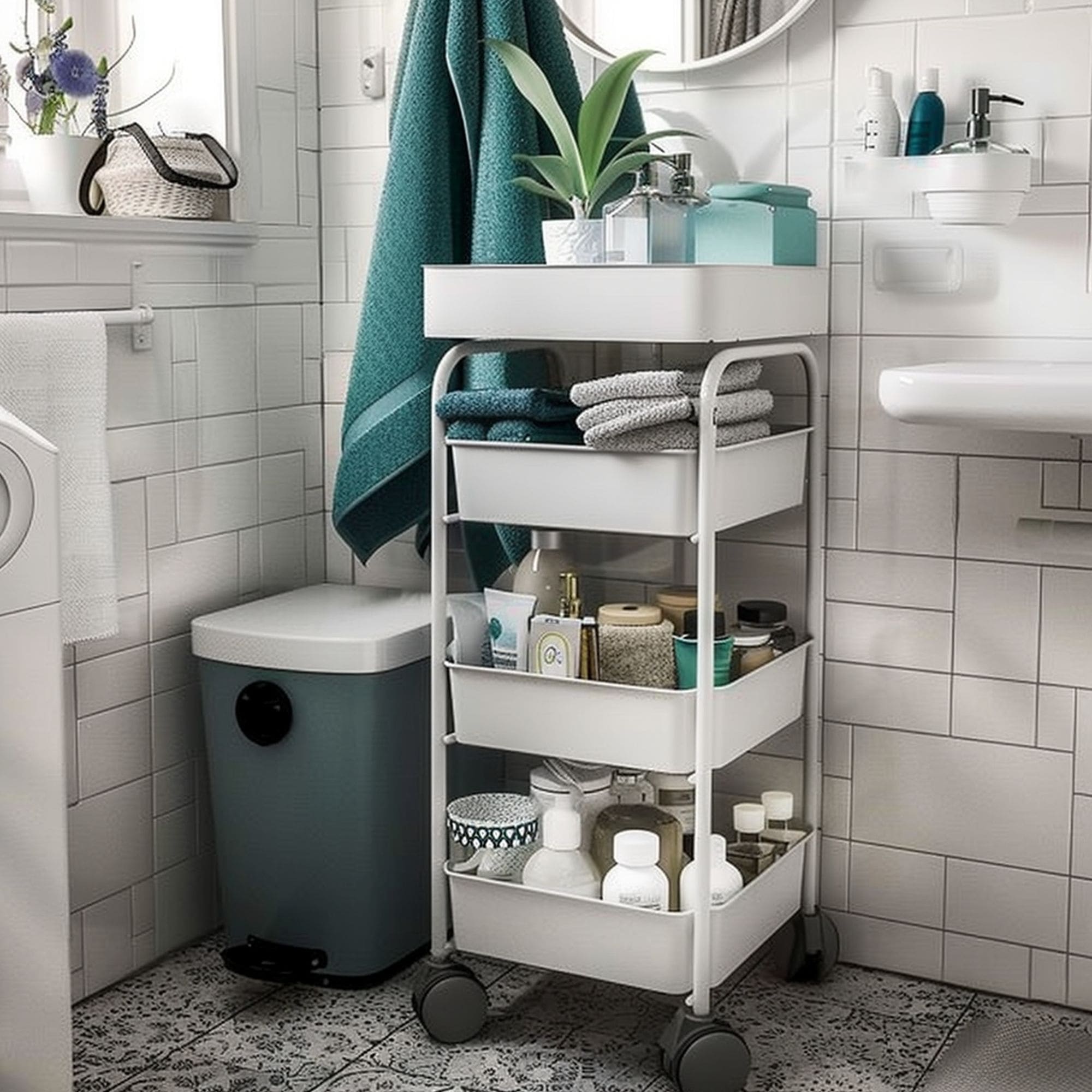 IKEA Cart in Small Bathroom