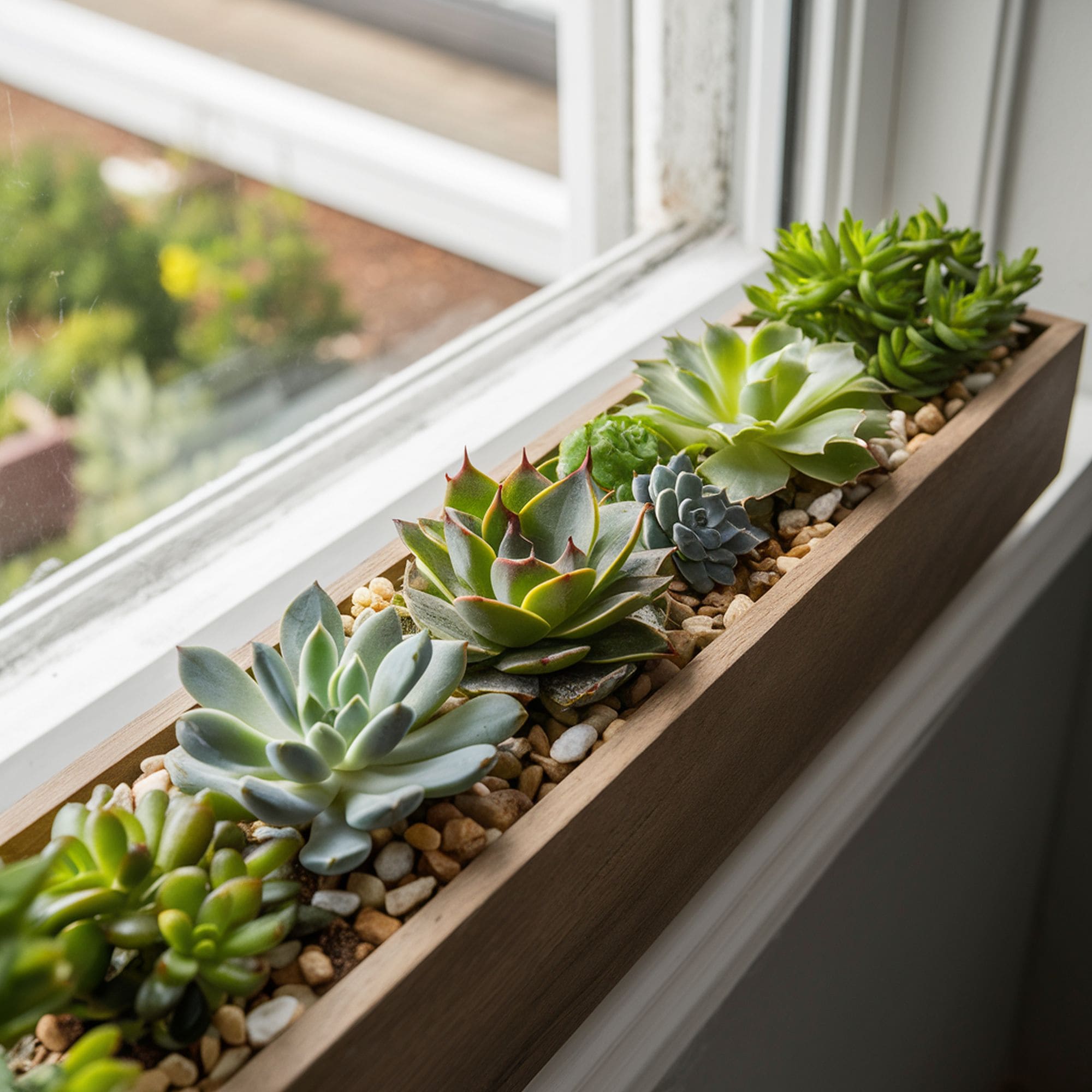 Interior Window Box With Succulents