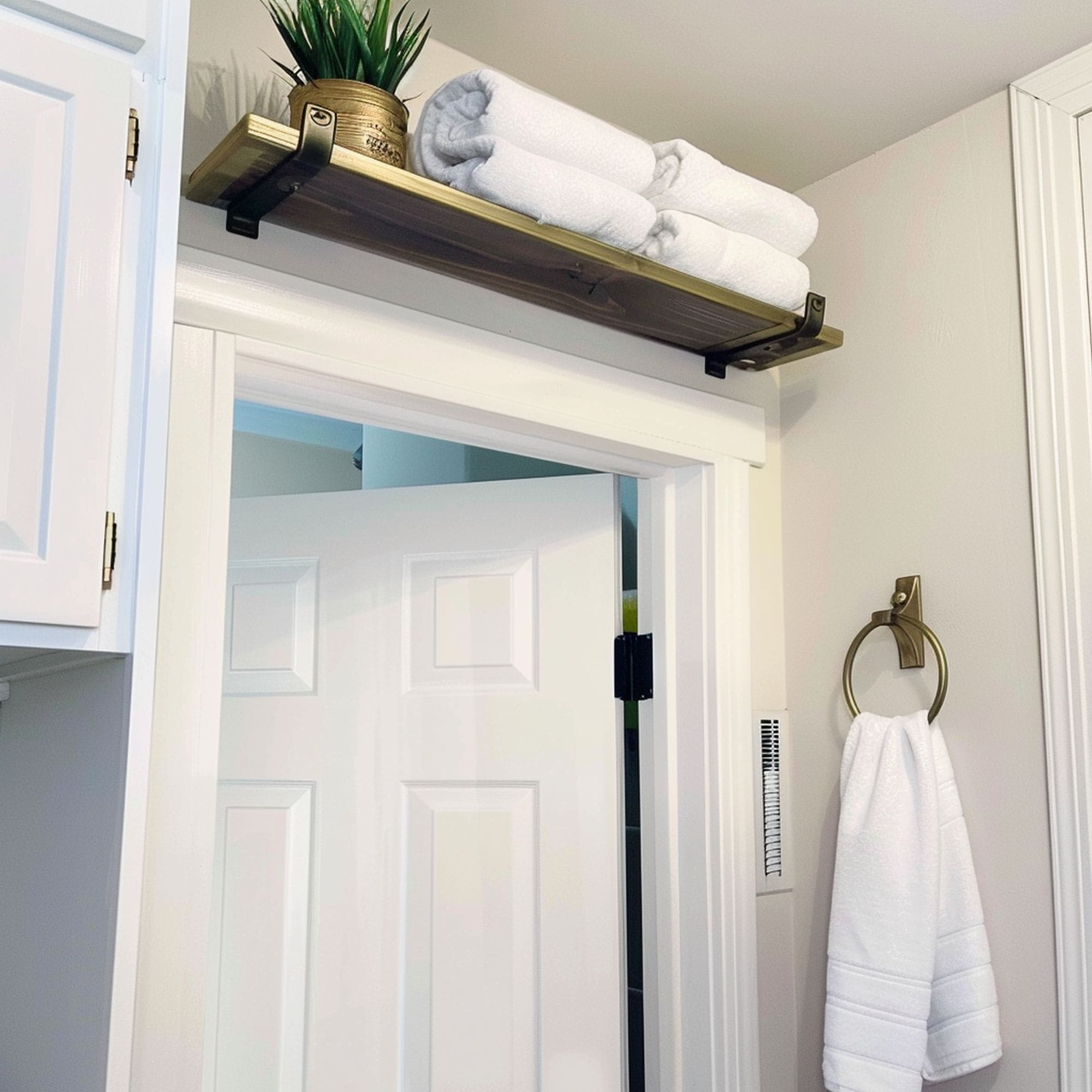 Shelf Above Door in Small Bathroom