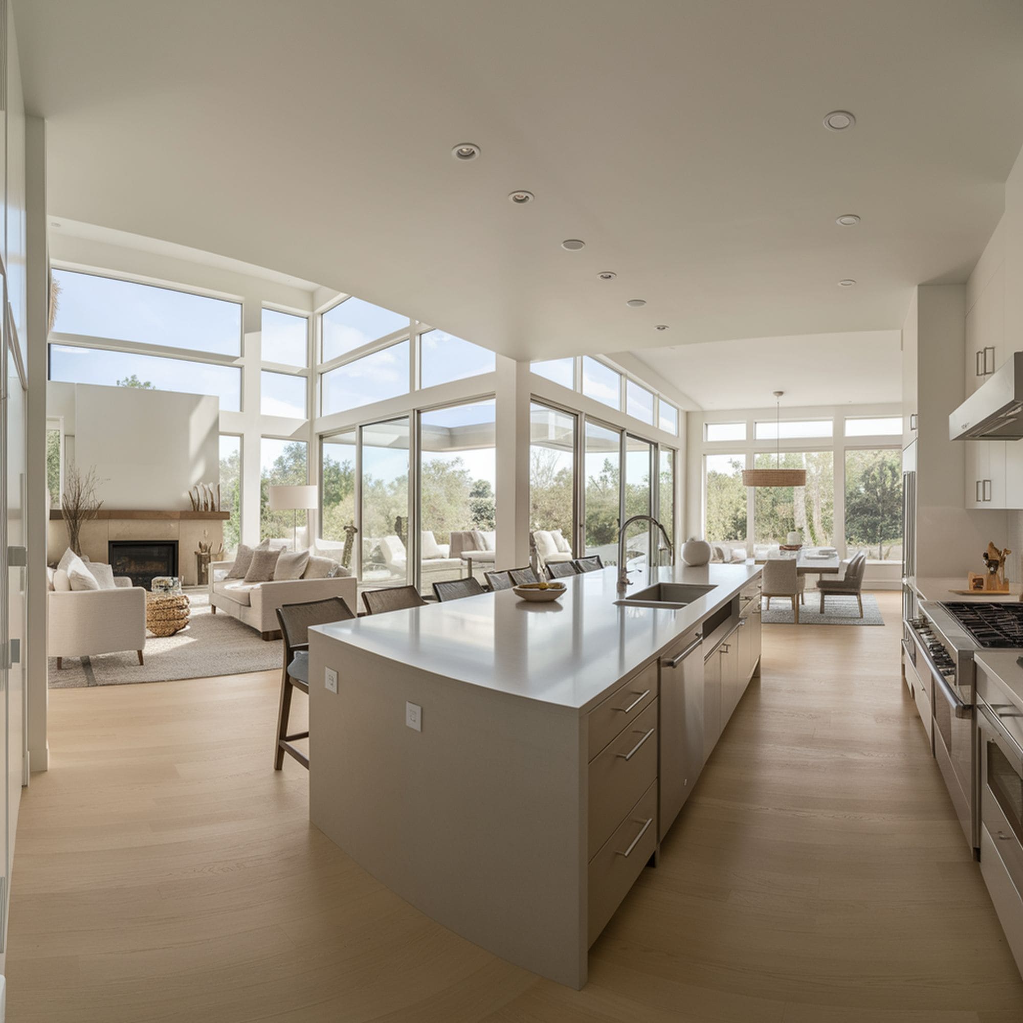 Open Concept Kitchen With Same Floor Type