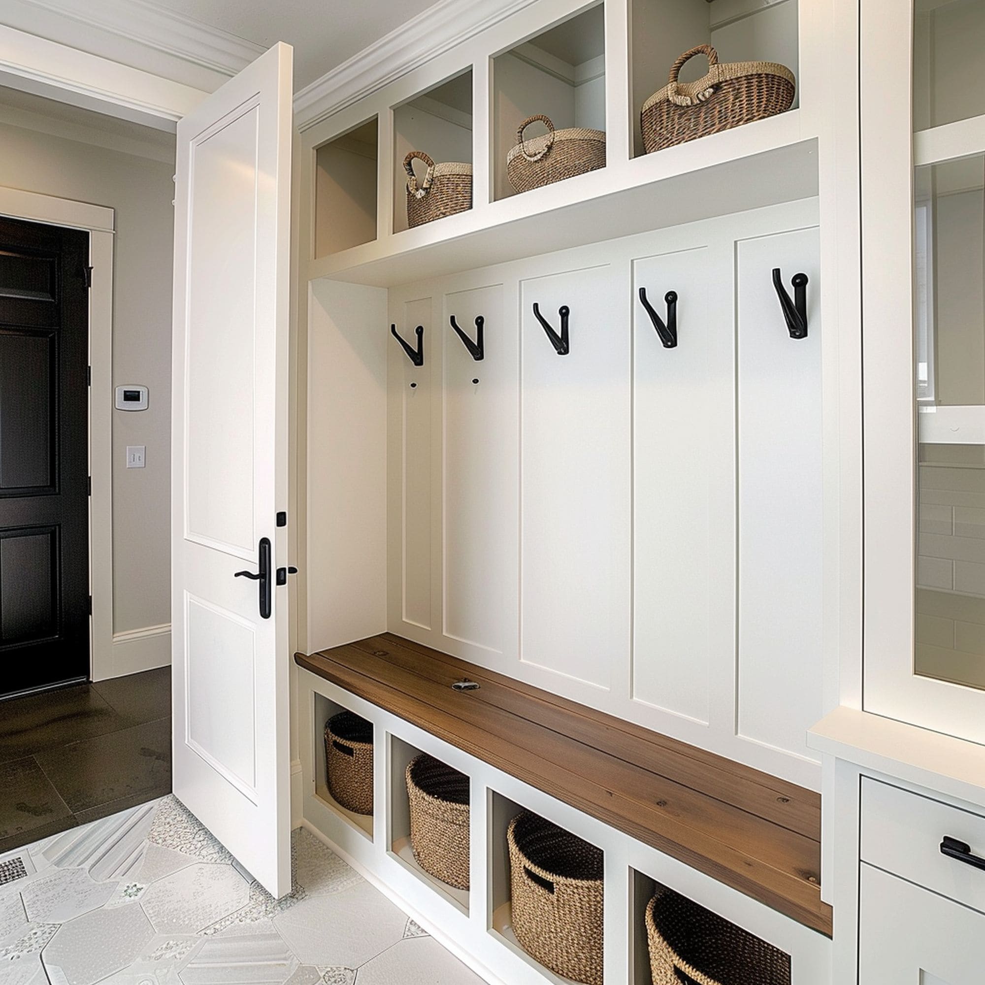 Organized White Mudroom