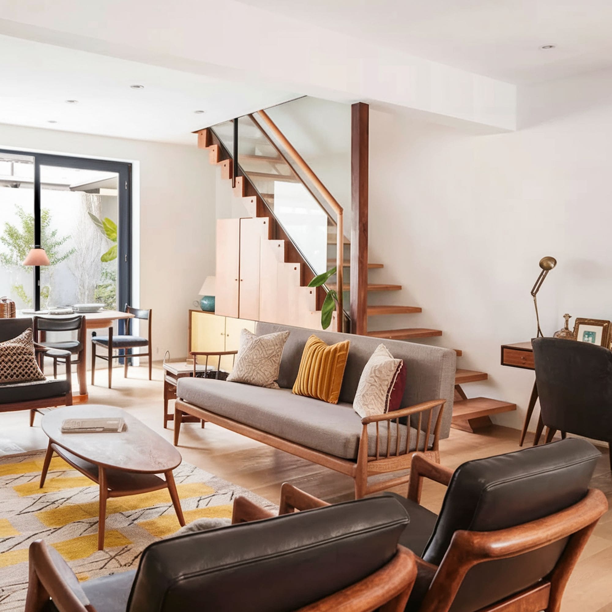 Open Concept Living Room With Wood Accents