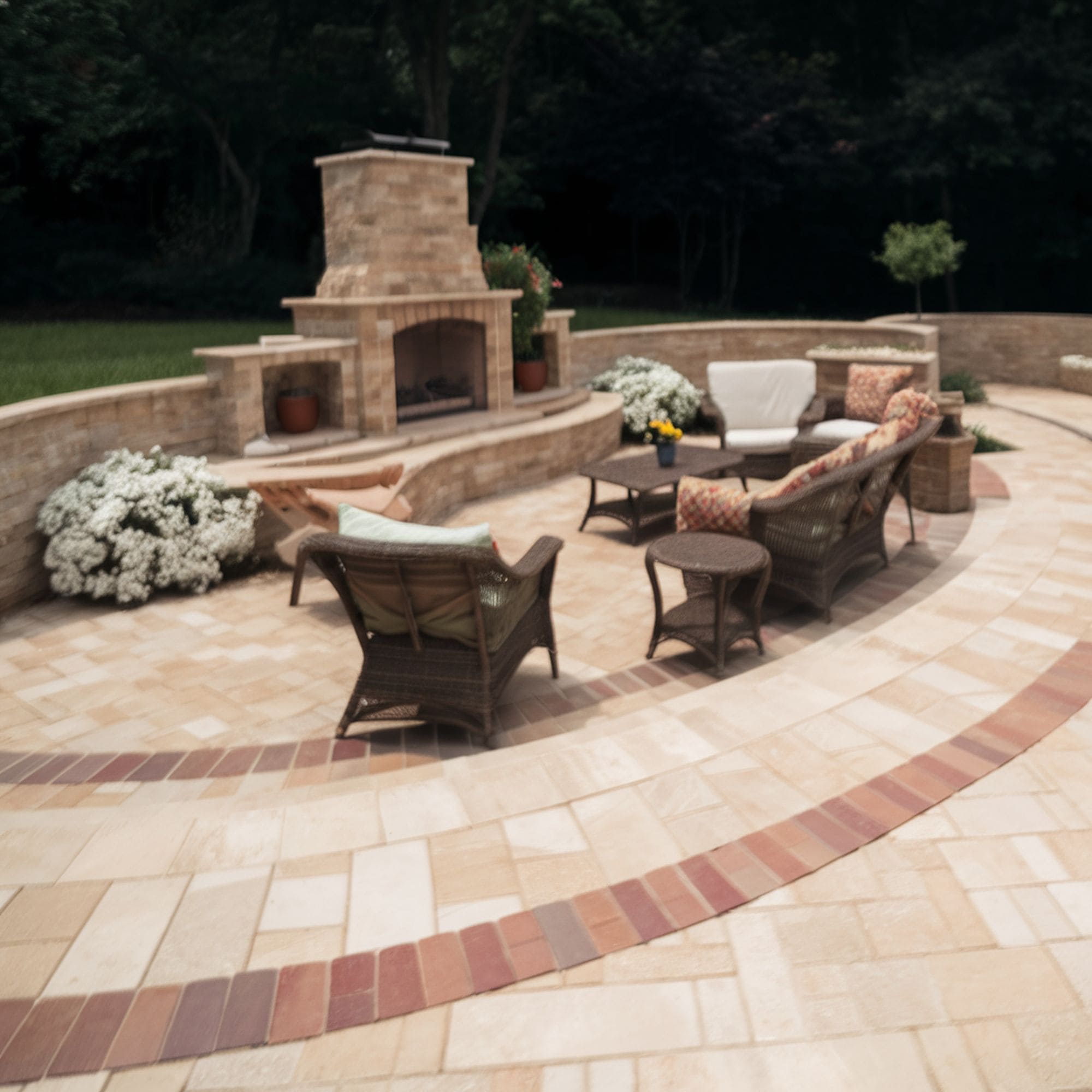 Curved Steps Patio Paver Design