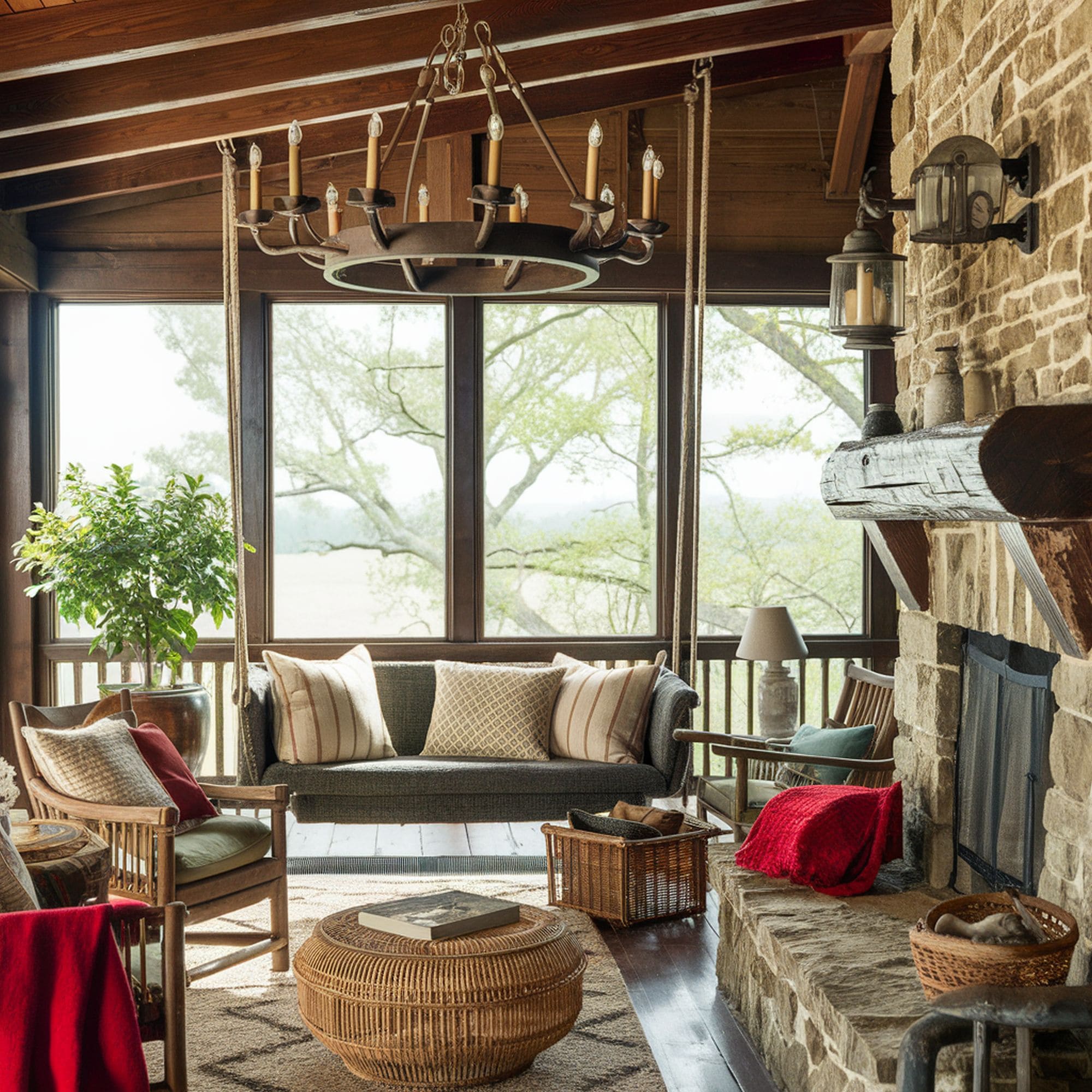 Mountain Cabin Style Sunroom