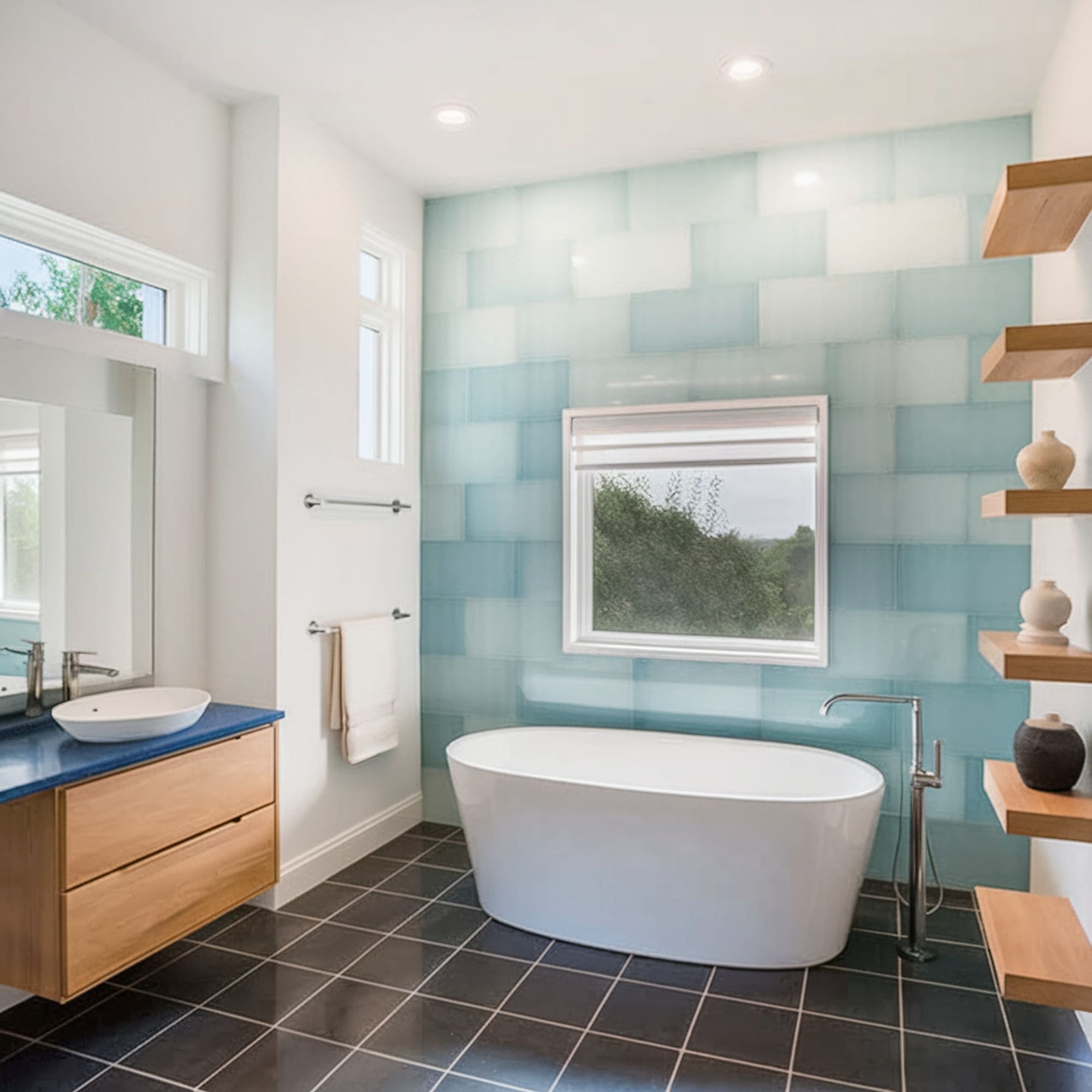 Bathroom Tile Ombre Wall