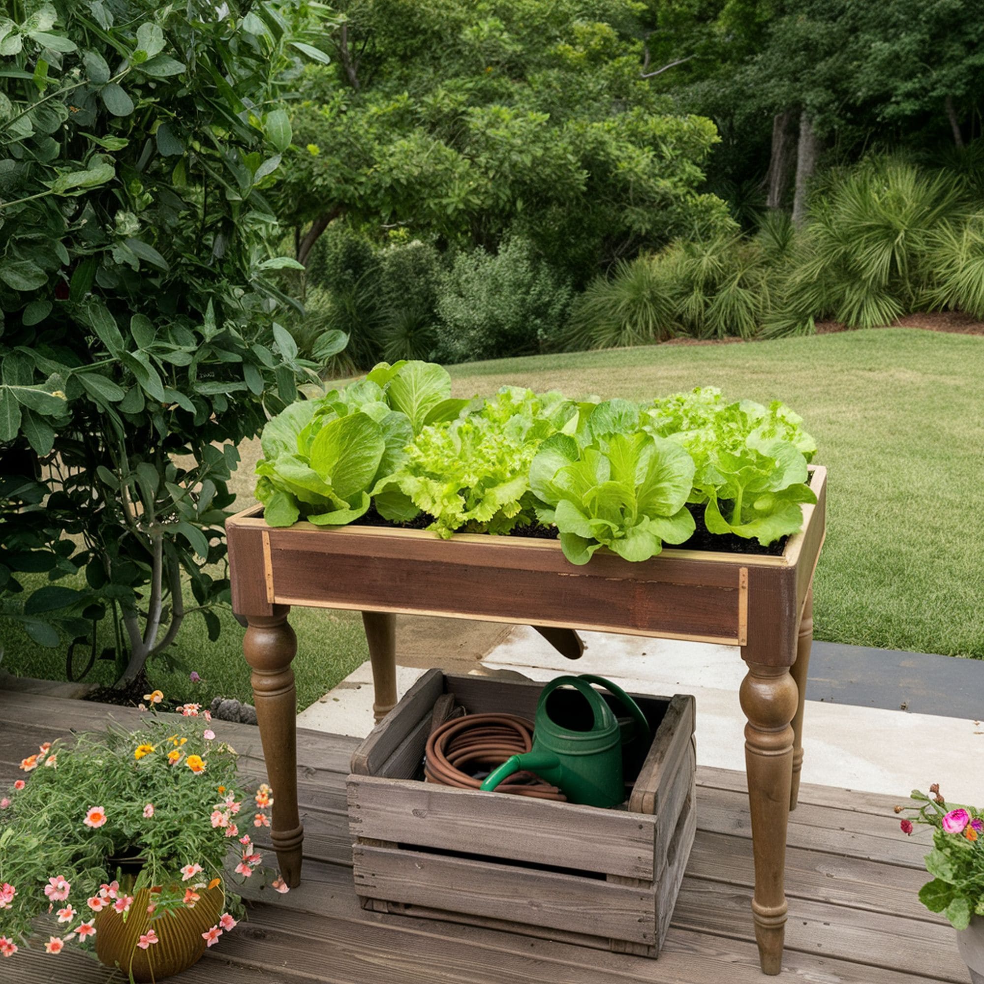 Repurposed Dining Table Raised Bed