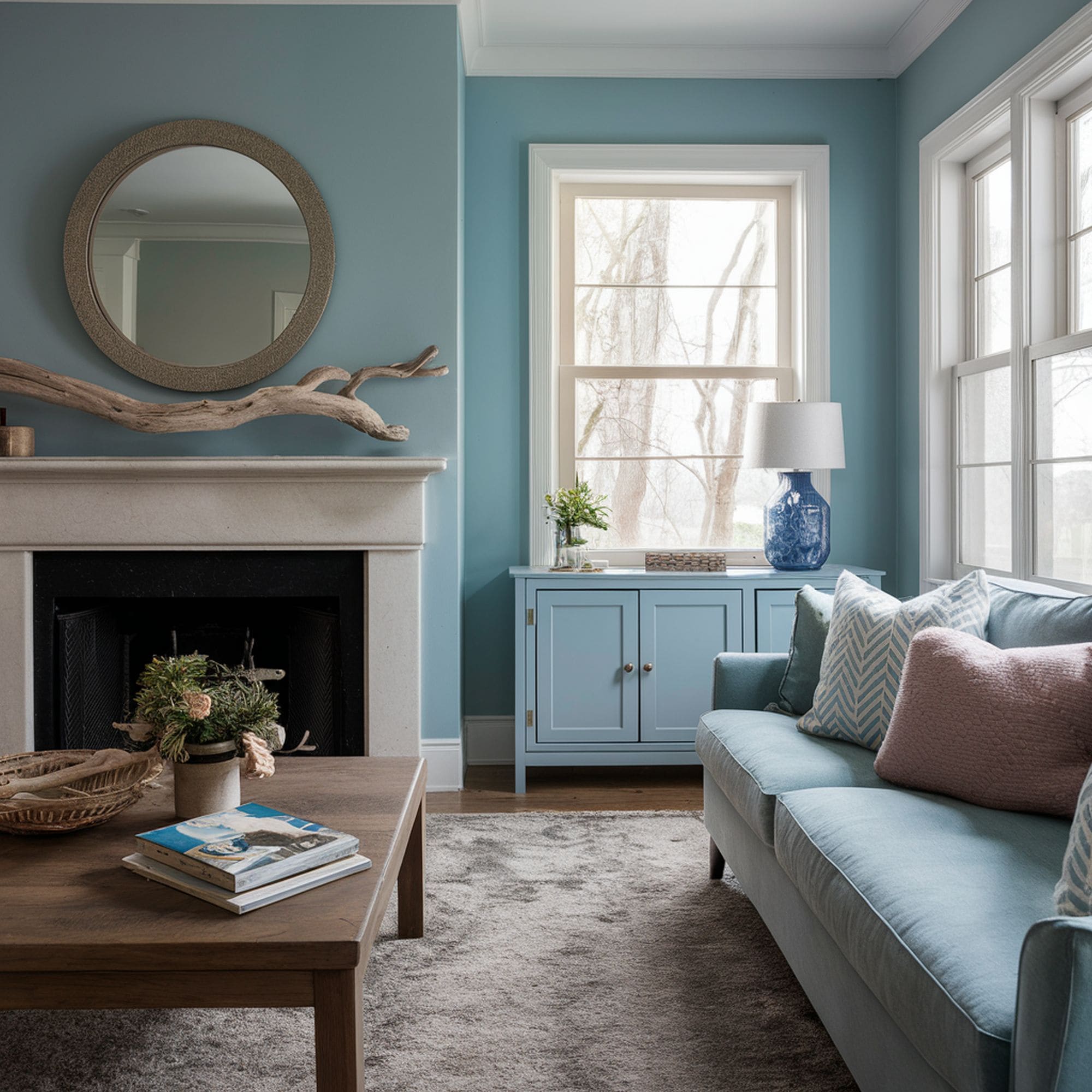 Beach Inspired Living Room With Driftwood Decoration