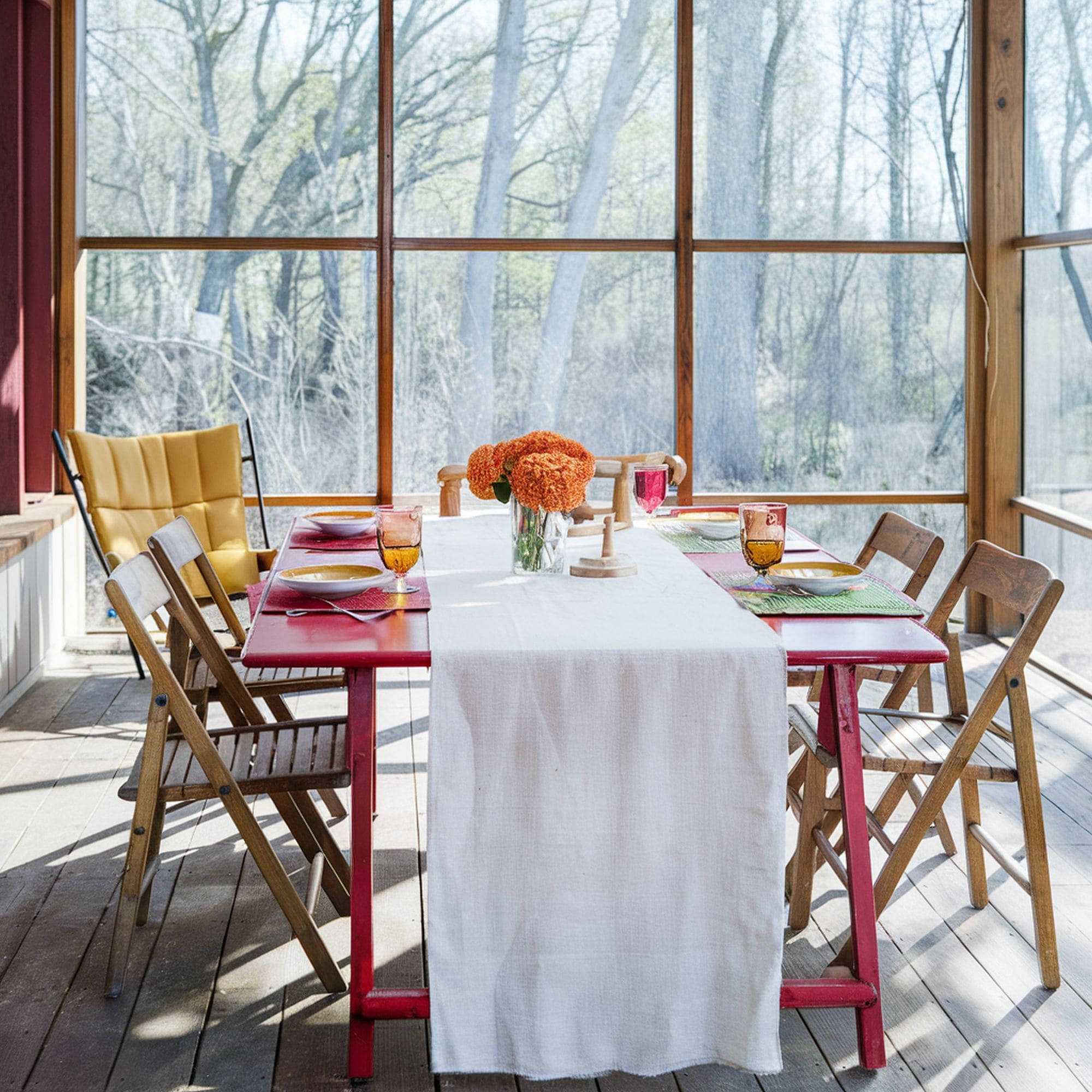 Sunroom With Industrial Table